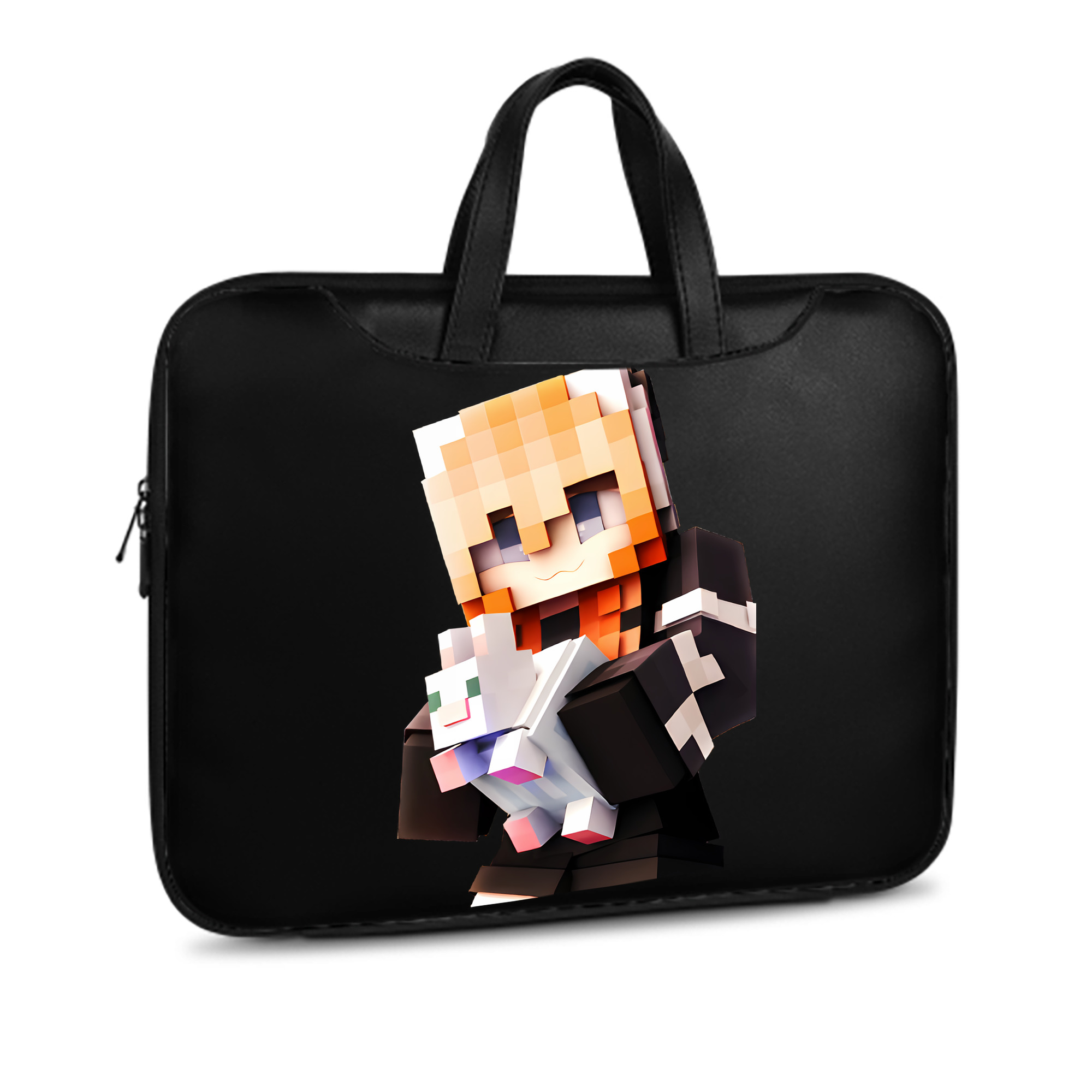 （画像用） マインクラフト ブロックの世界 Minecraft MC Block world レザーラップトップバッグ　ノートパソコンケース