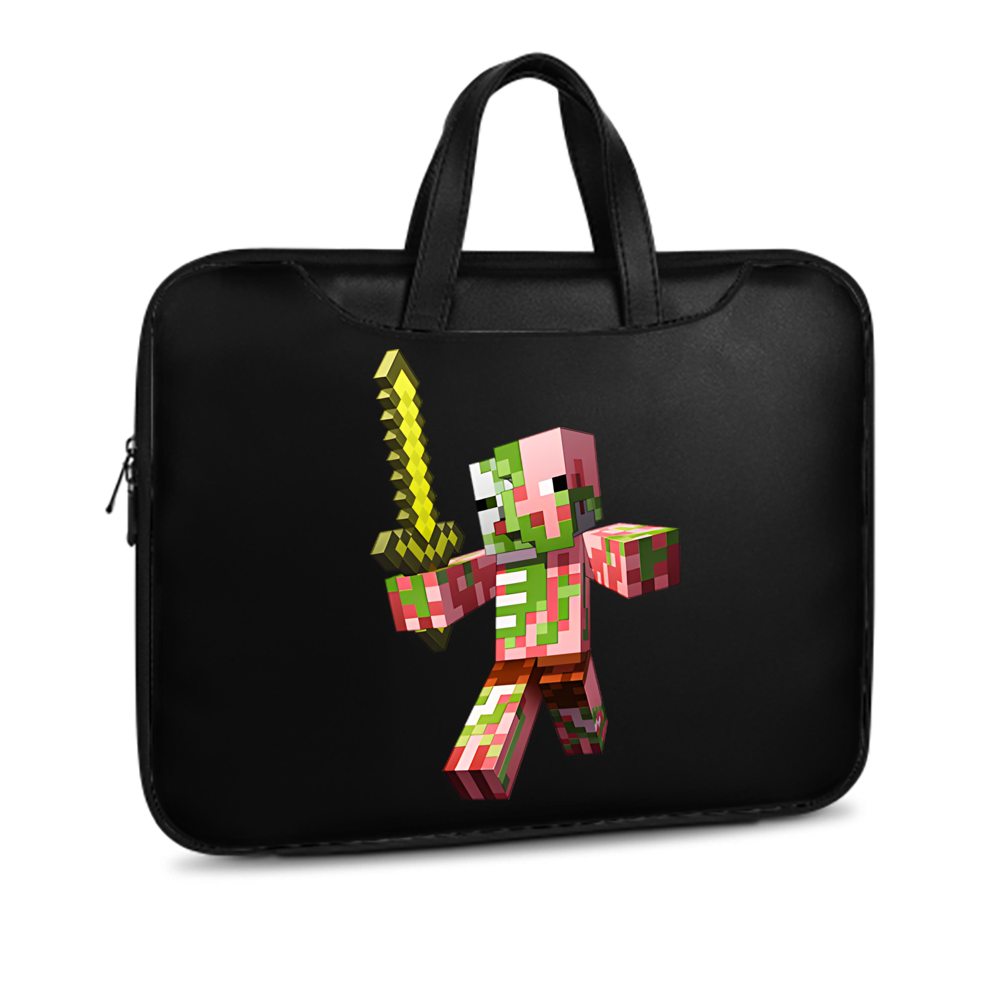 （画像用） マインクラフト ブロックの世界 Minecraft MC Block world レザーラップトップバッグ　ノートパソコンケース