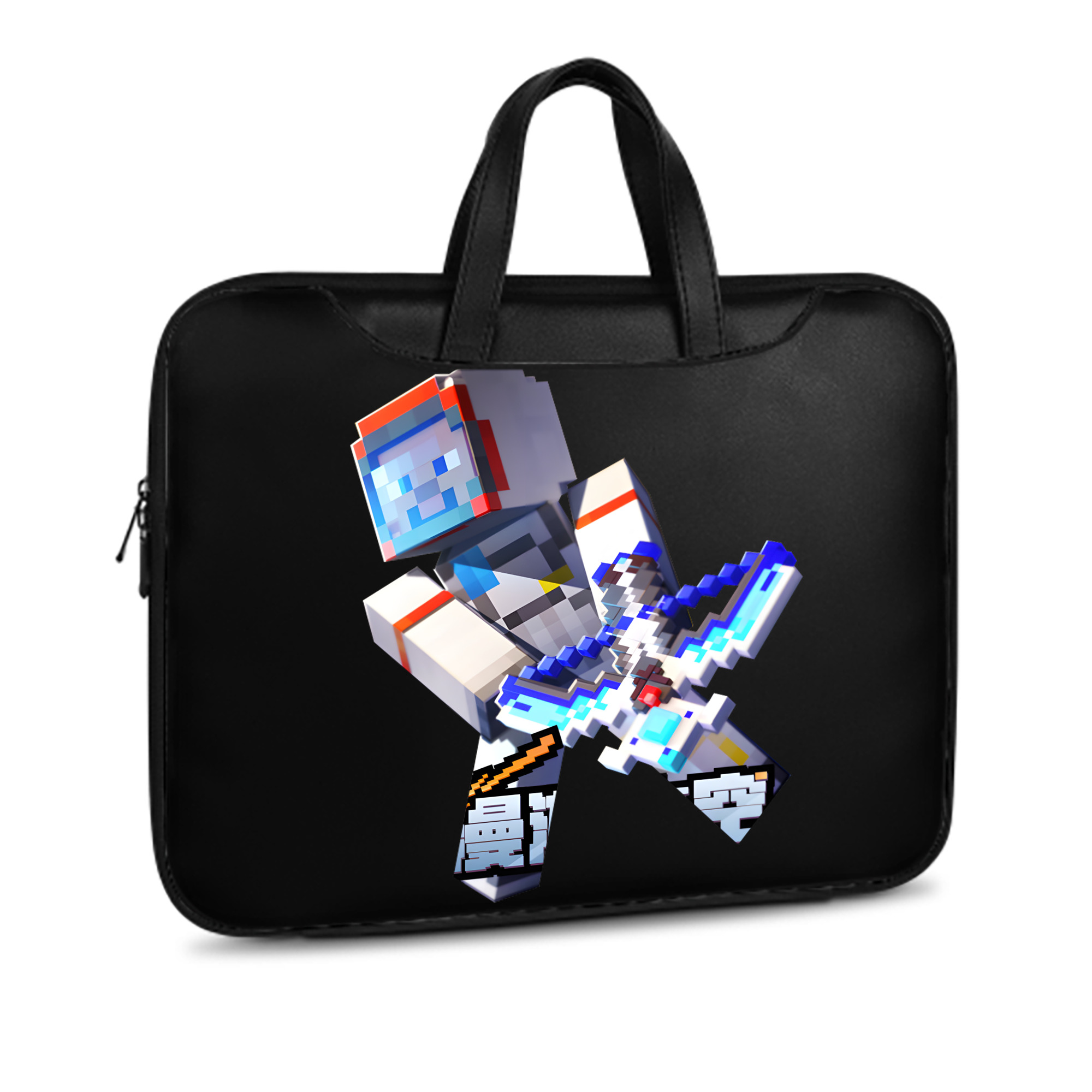 （画像用） マインクラフト ブロックの世界 Minecraft MC Block world レザーラップトップバッグ　ノートパソコンケース