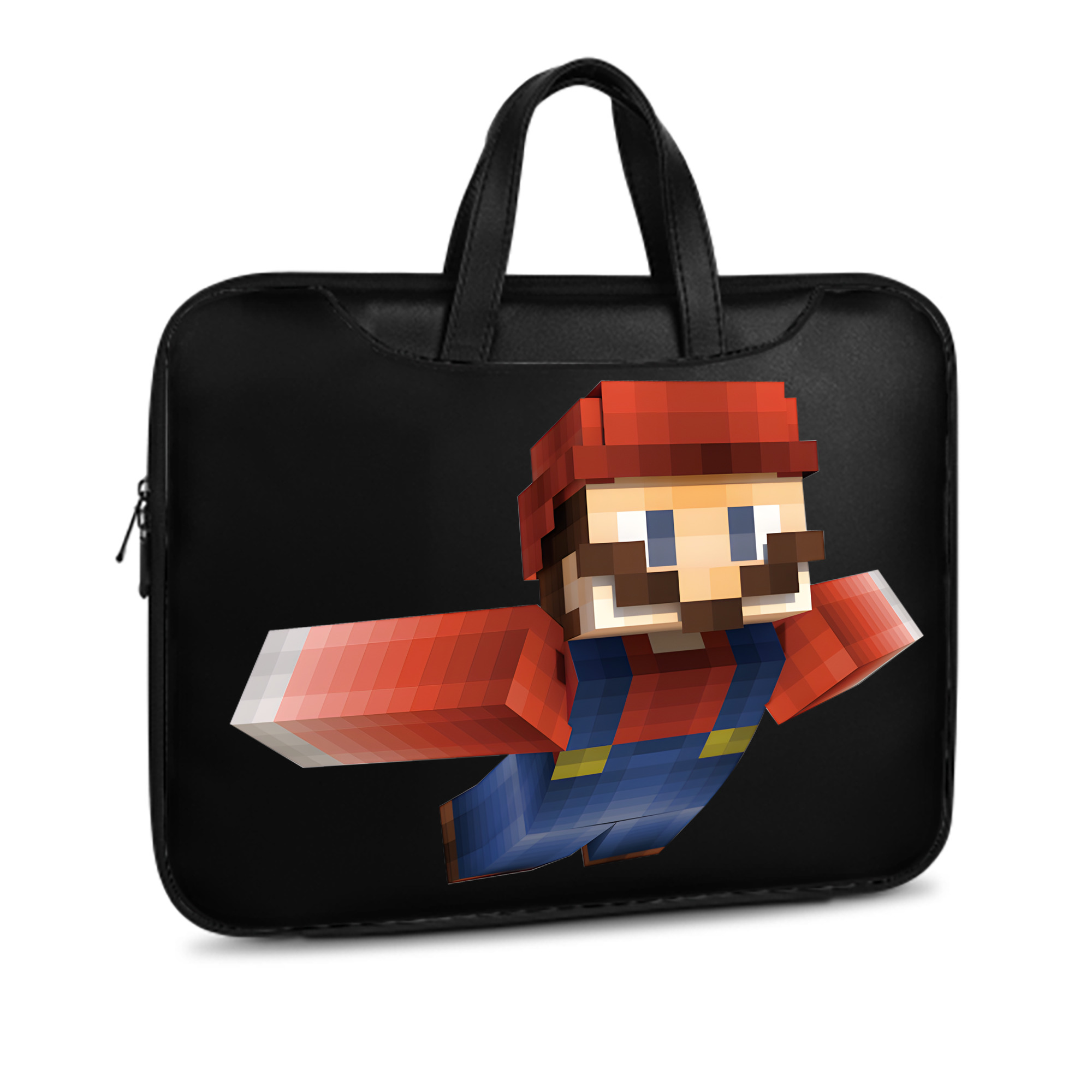 （画像用） マインクラフト ブロックの世界 Minecraft MC Block world レザーラップトップバッグ　ノートパソコンケース