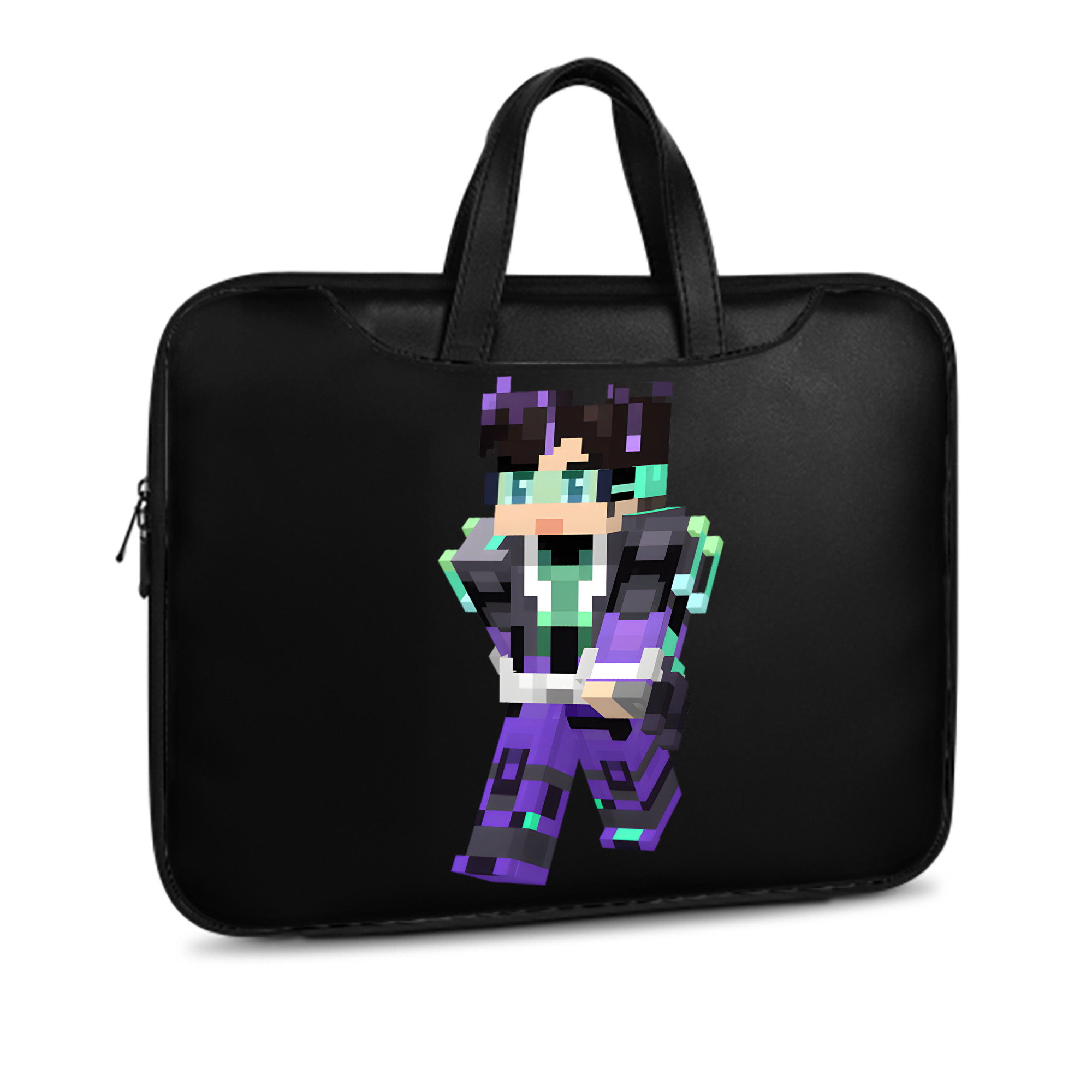 （画像用） マインクラフト ブロックの世界 Minecraft MC Block world レザーラップトップバッグ　ノートパソコンケース