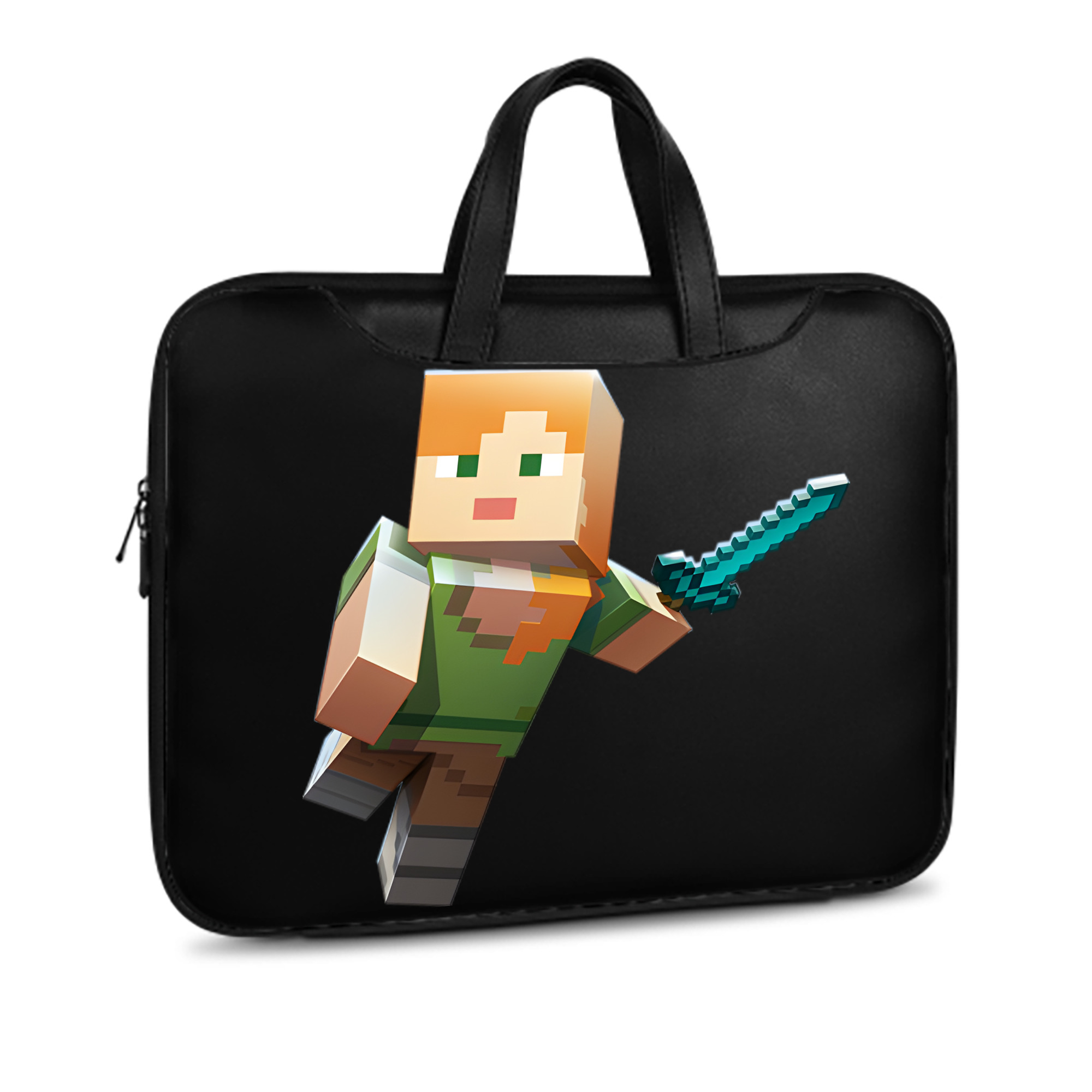 （画像用） マインクラフト ブロックの世界 Minecraft MC Block world レザーラップトップバッグ　ノートパソコンケース