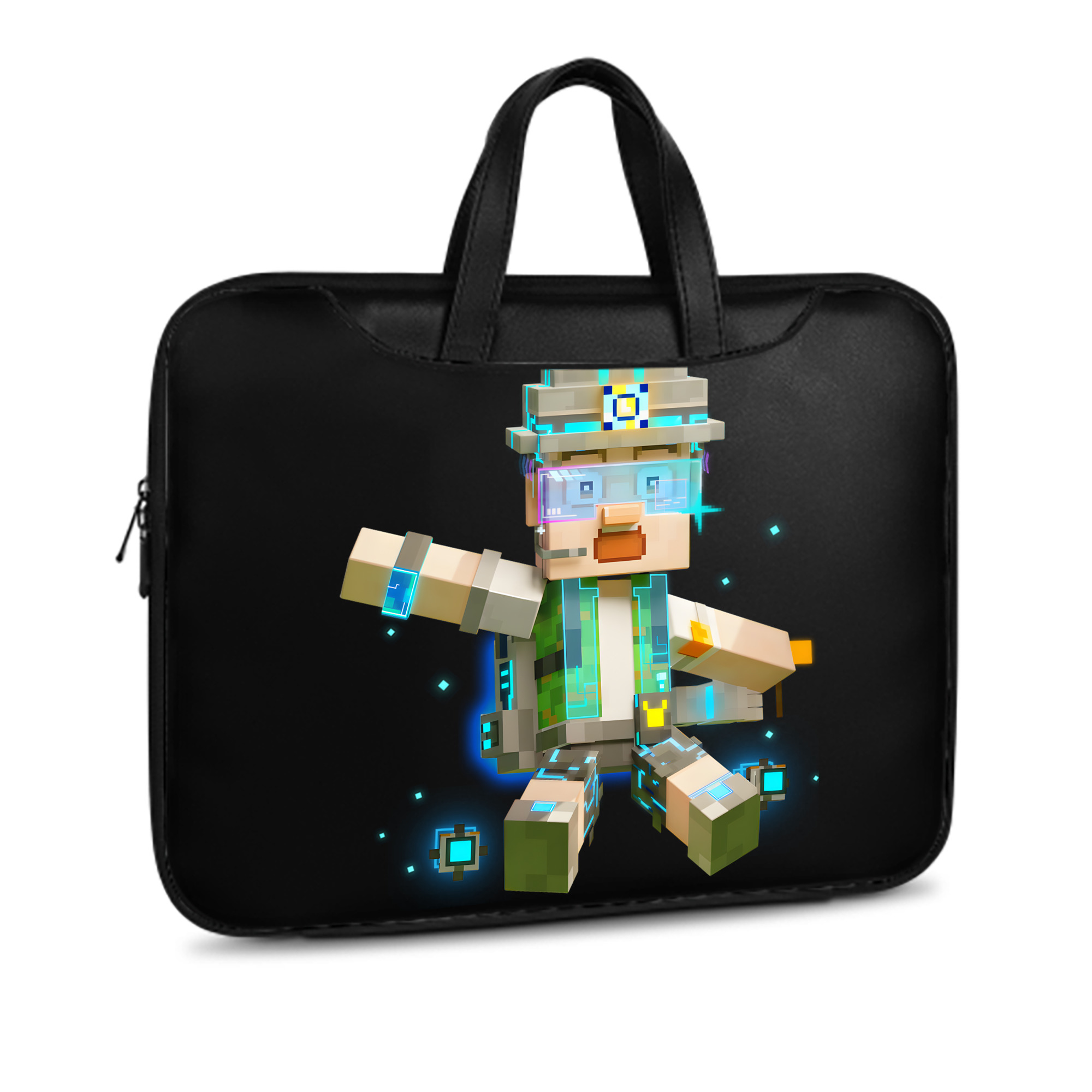 （画像用） マインクラフト ブロックの世界 Minecraft MC Block world レザーラップトップバッグ　ノートパソコンケース