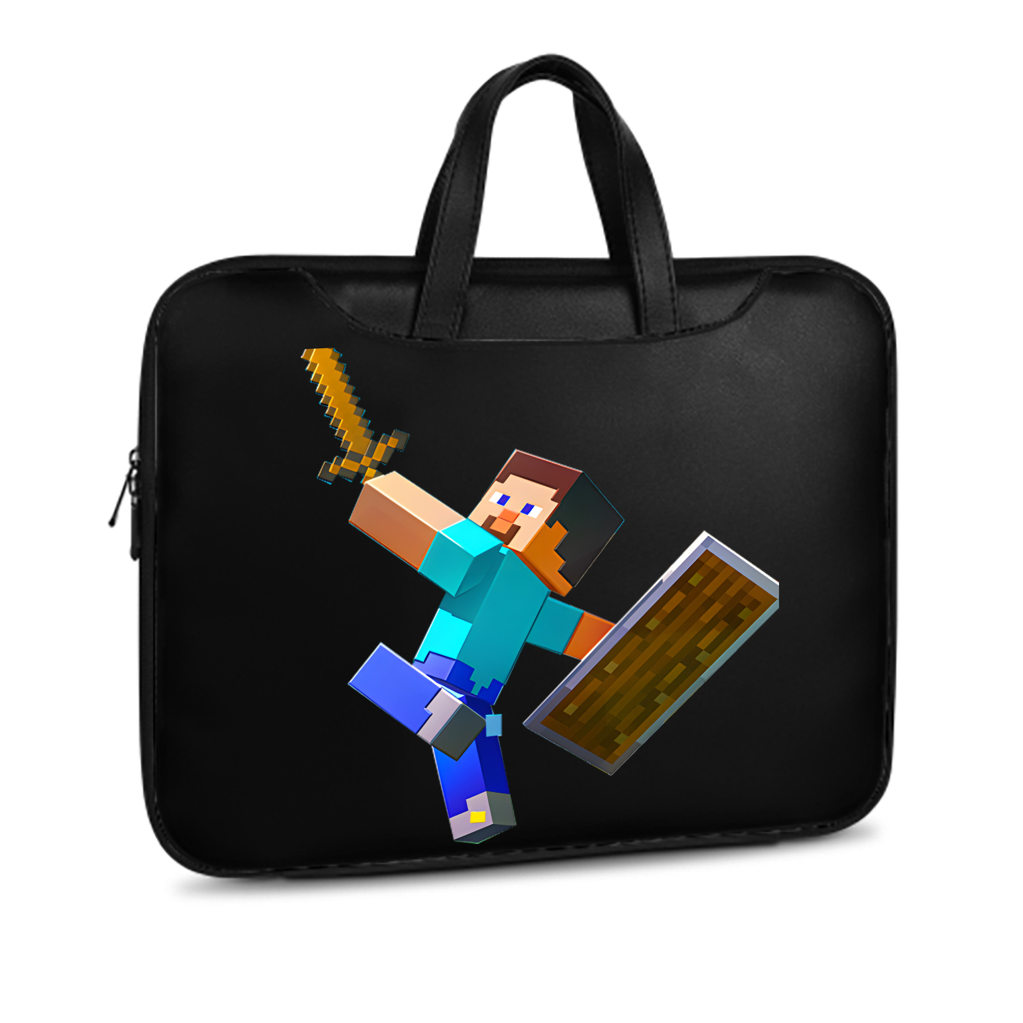 （画像用） マインクラフト ブロックの世界 Minecraft MC Block world レザーラップトップバッグ　ノートパソコンケース