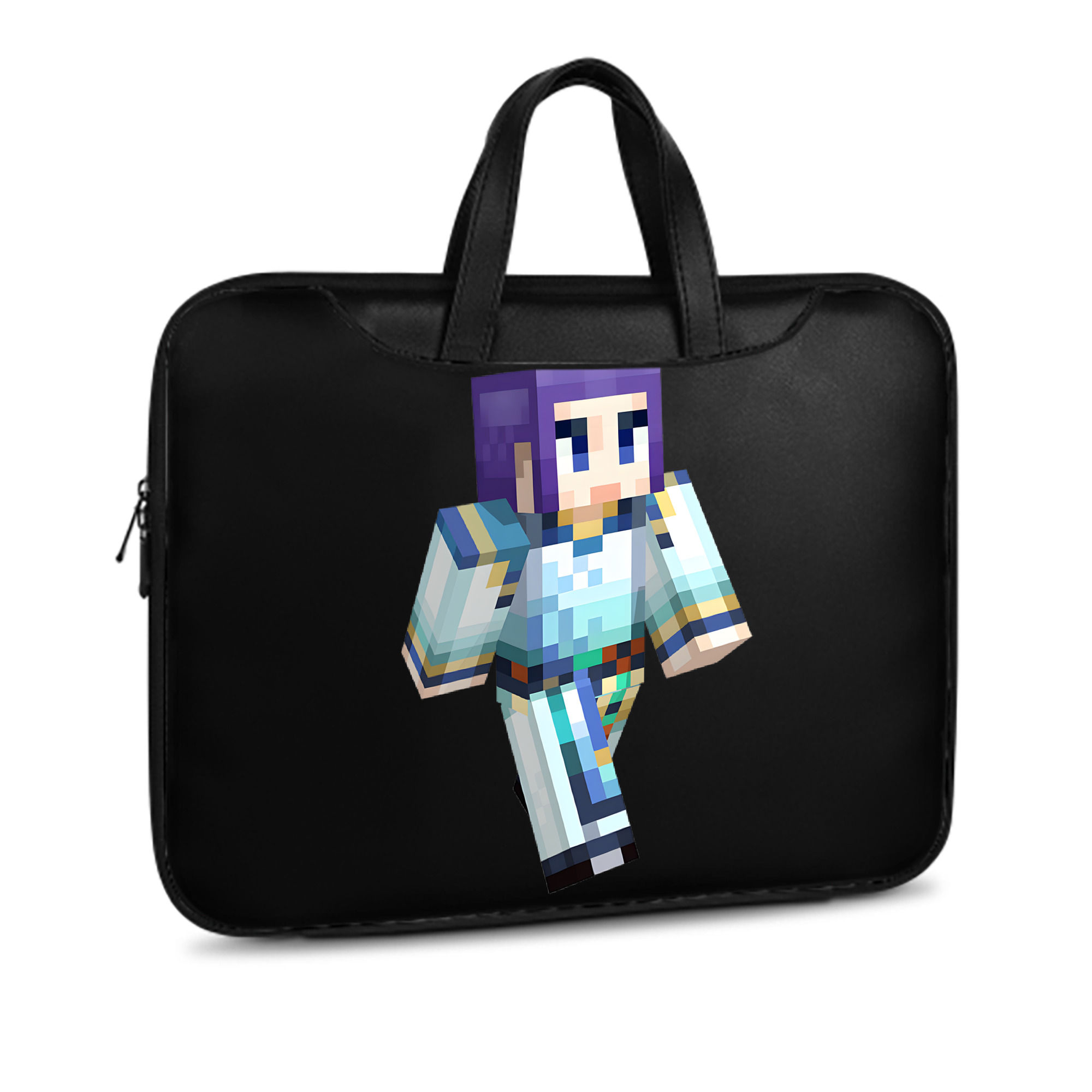 （画像用） マインクラフト ブロックの世界 Minecraft MC Block world レザーラップトップバッグ　ノートパソコンケース