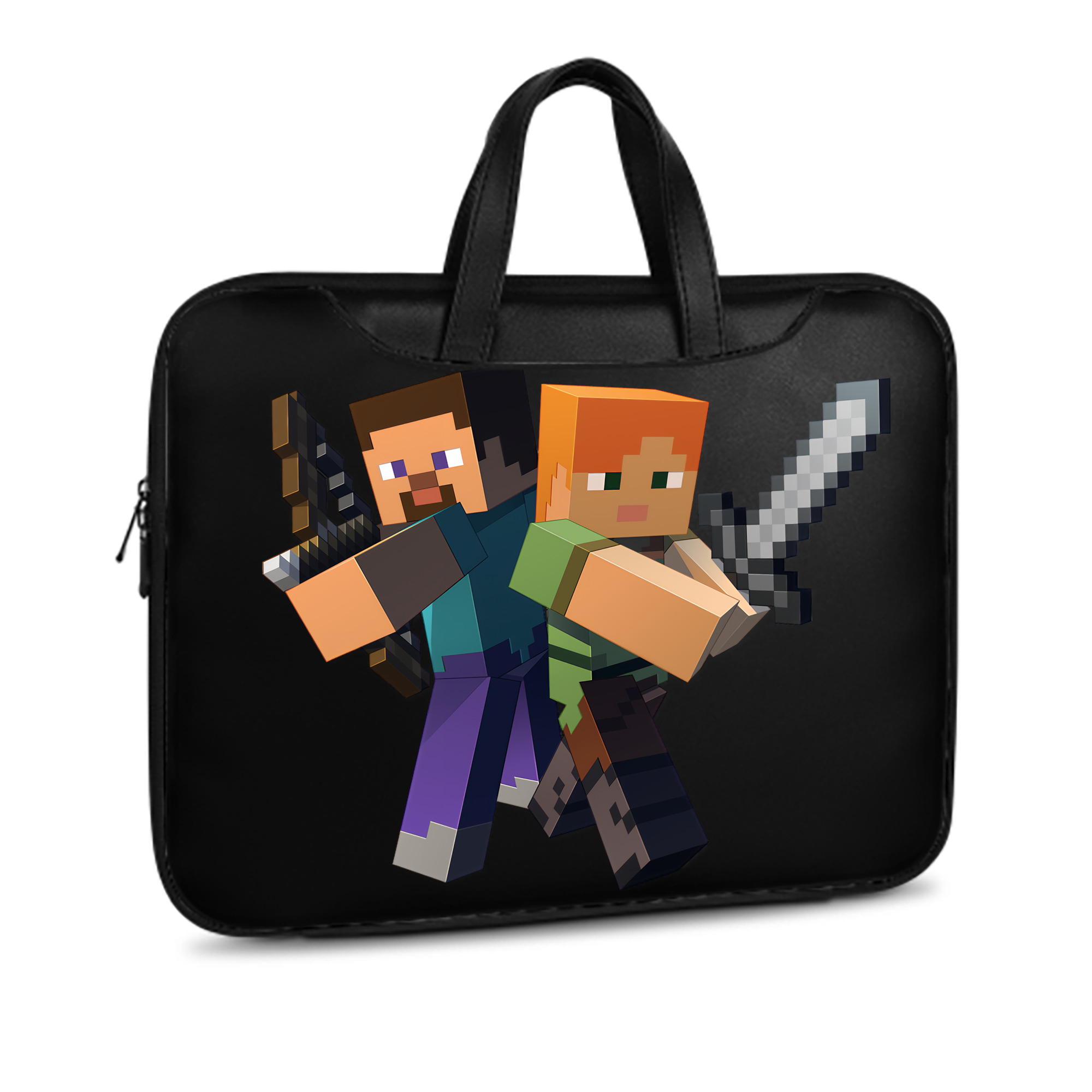 （画像用） マインクラフト ブロックの世界 Minecraft MC Block world レザーラップトップバッグ　ノートパソコンケース