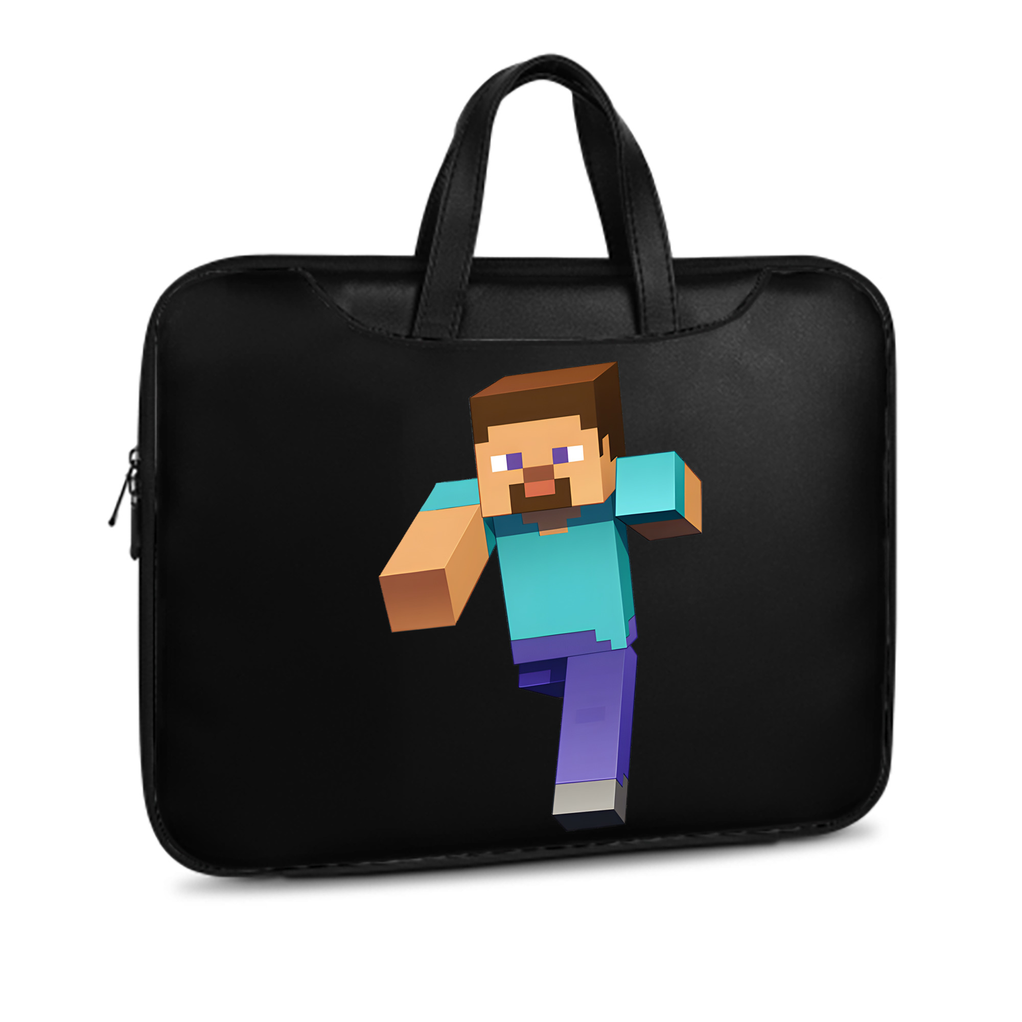 （画像用） マインクラフト ブロックの世界 Minecraft MC Block world レザーラップトップバッグ　ノートパソコンケース