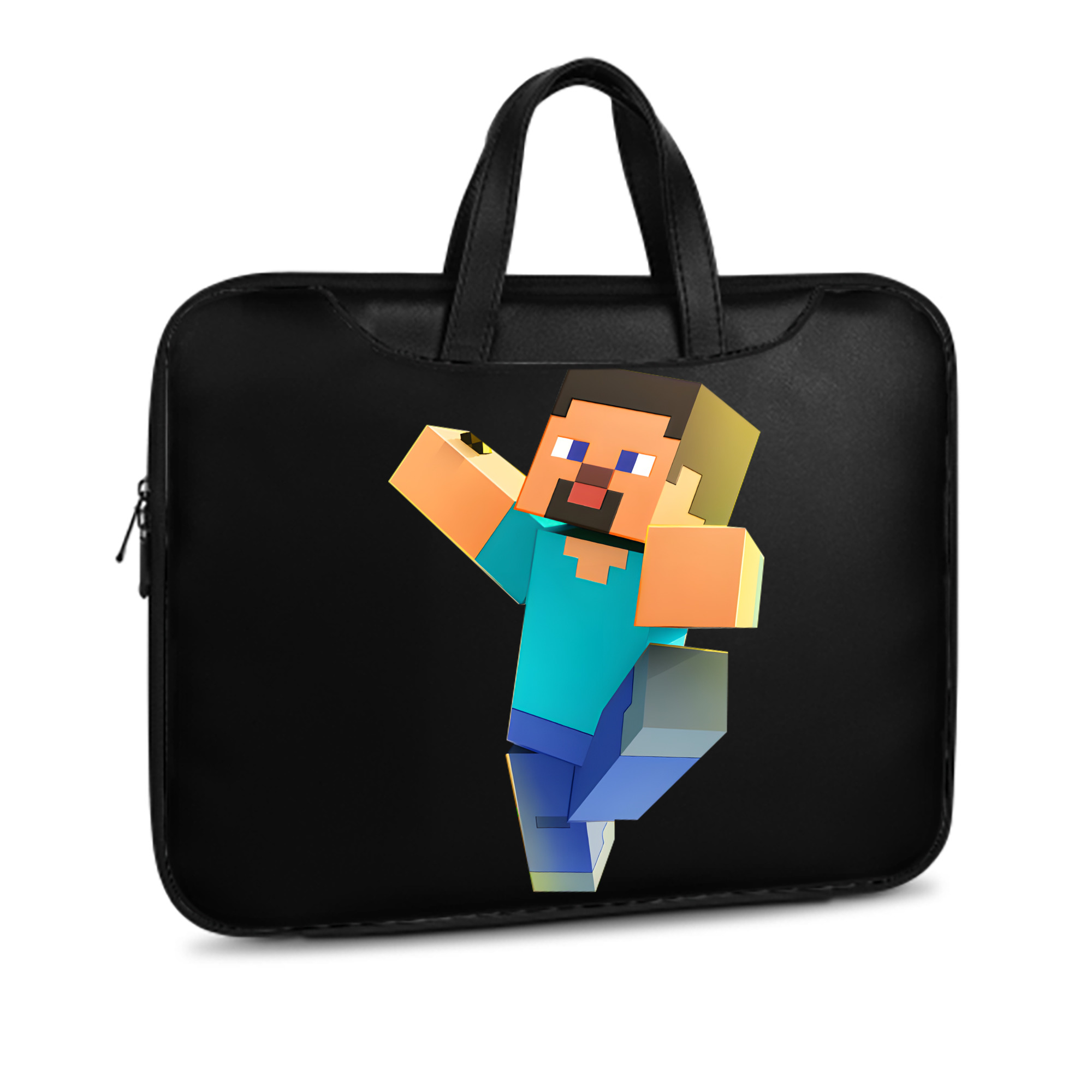 （画像用） マインクラフト ブロックの世界 Minecraft MC Block world レザーラップトップバッグ　ノートパソコンケース