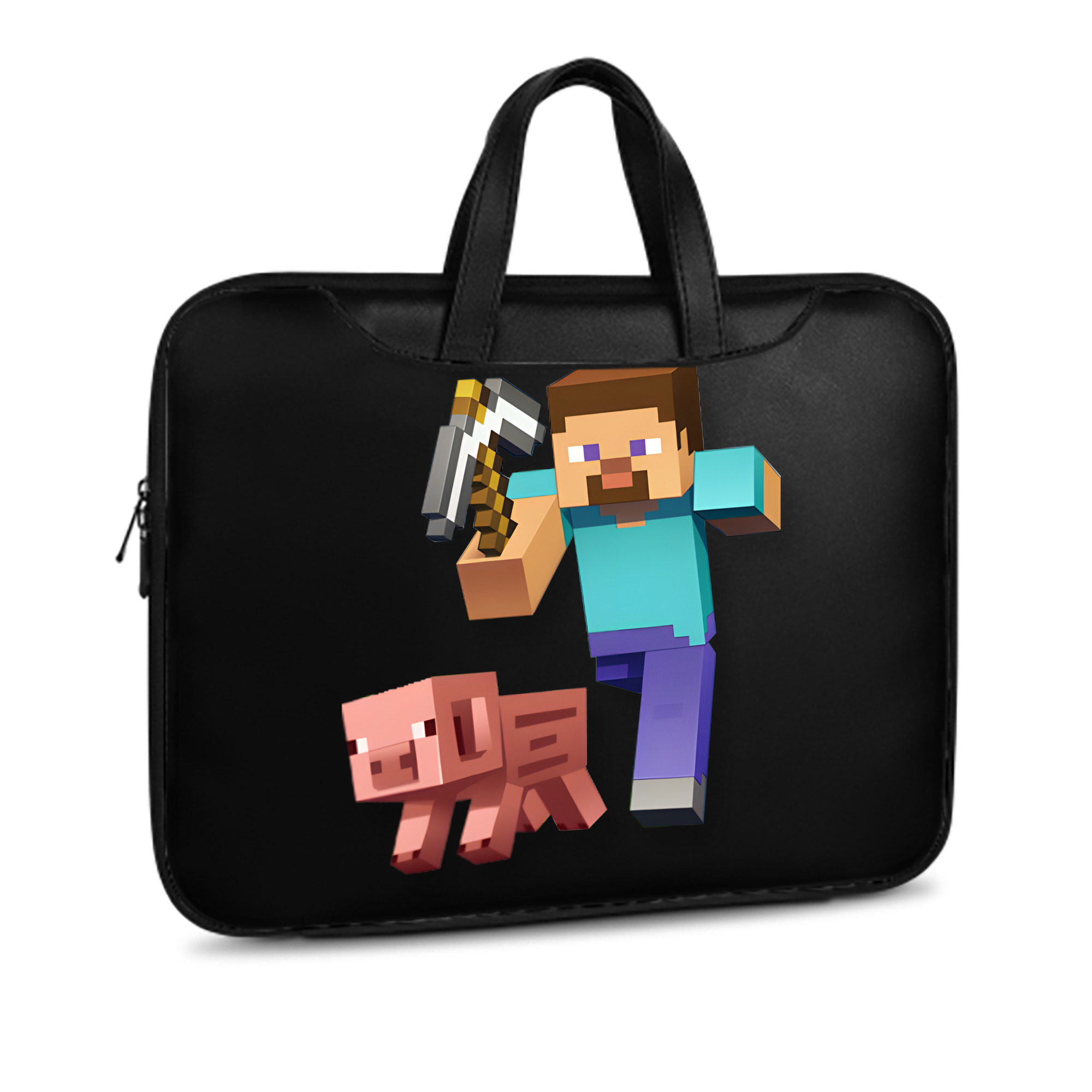 （画像用） マインクラフト ブロックの世界 Minecraft MC Block world レザーラップトップバッグ　ノートパソコンケース