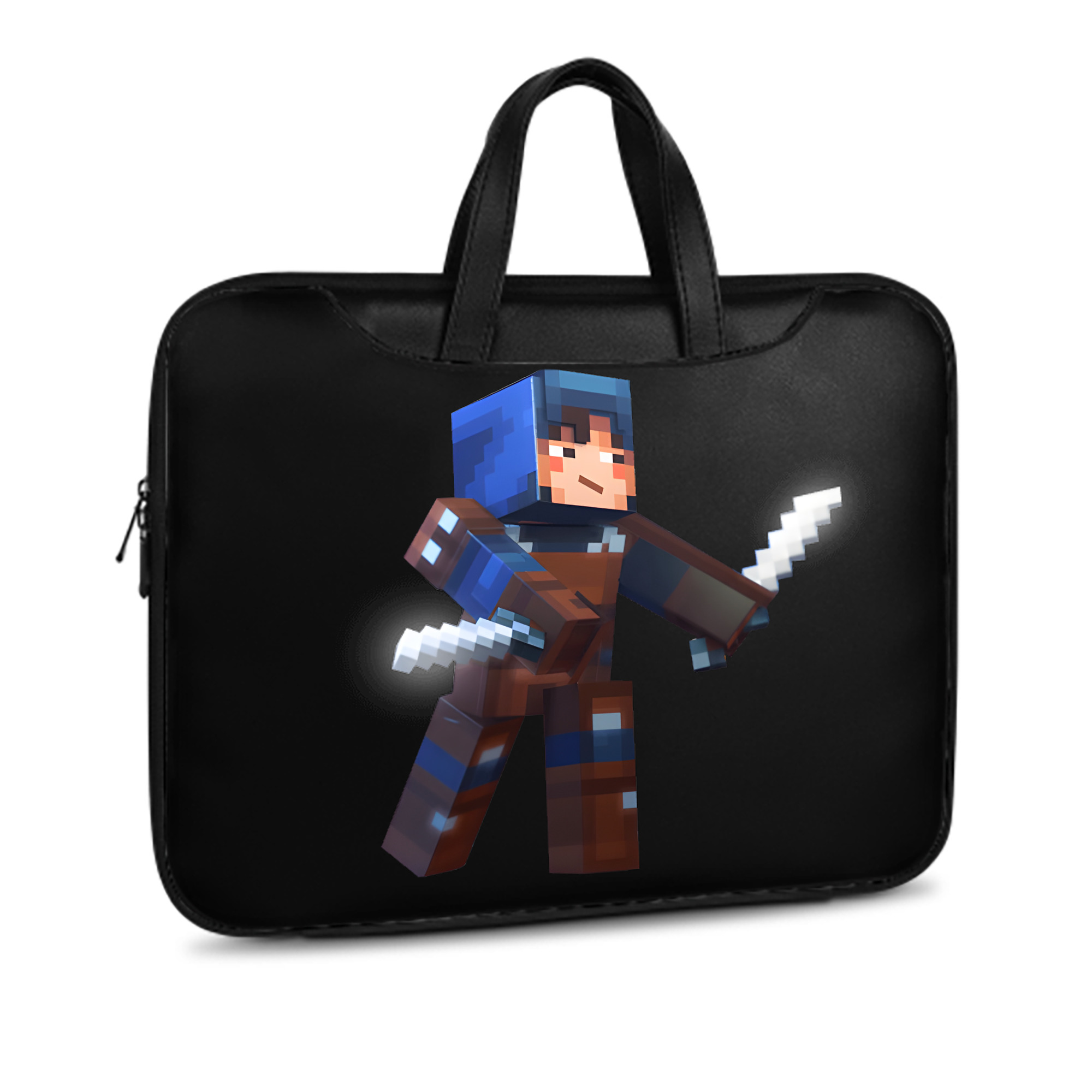 （画像用） マインクラフト ブロックの世界 Minecraft MC Block world レザーラップトップバッグ　ノートパソコンケース