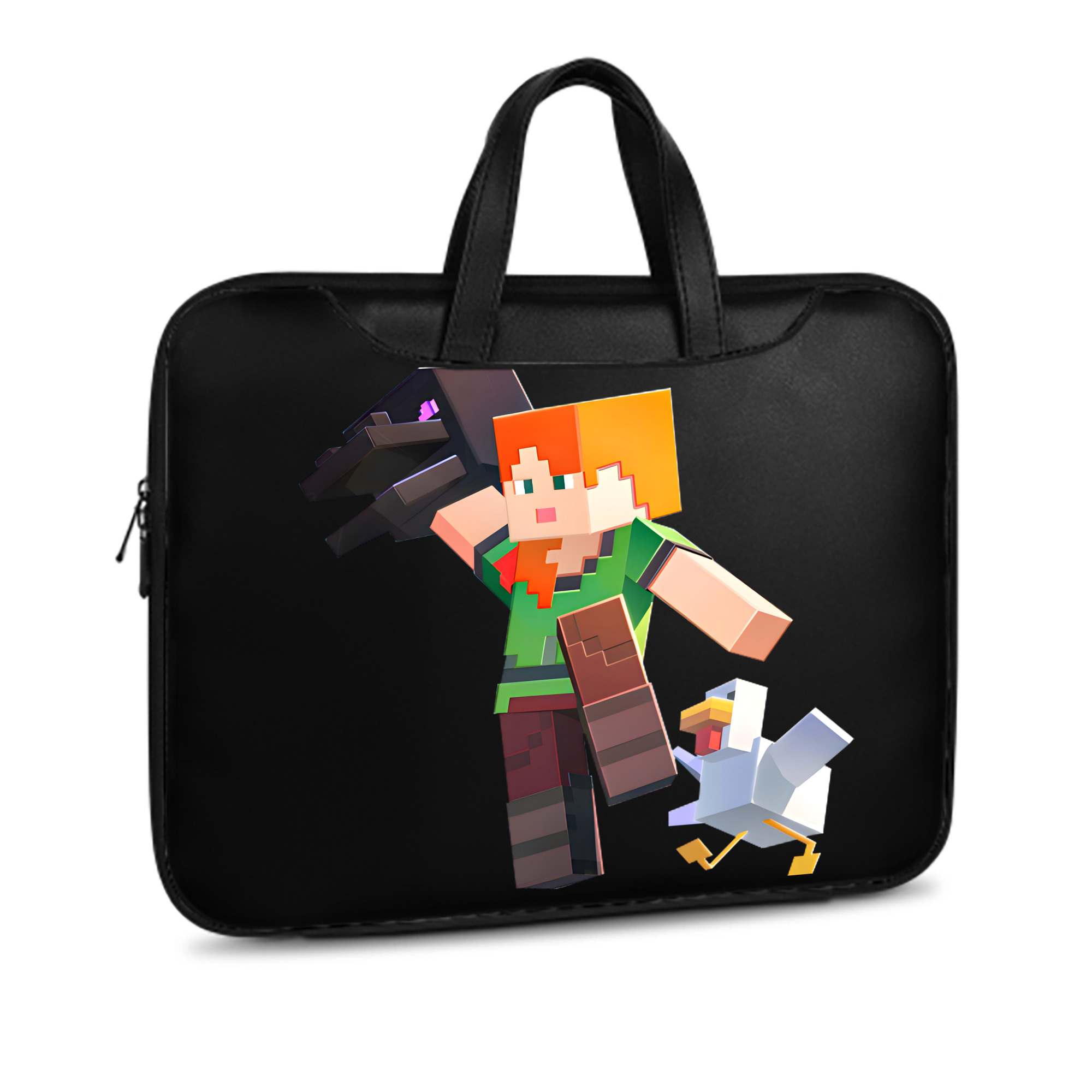（画像用） マインクラフト ブロックの世界 Minecraft MC Block world レザーラップトップバッグ　ノートパソコンケース