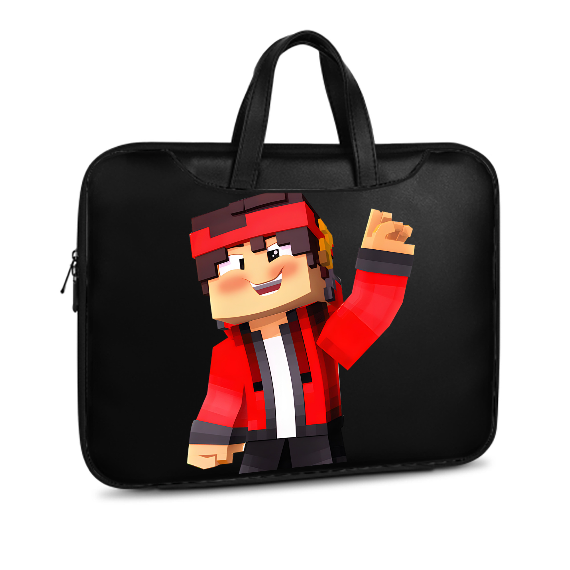 （画像用） マインクラフト ブロックの世界 Minecraft MC Block world レザーラップトップバッグ　ノートパソコンケース