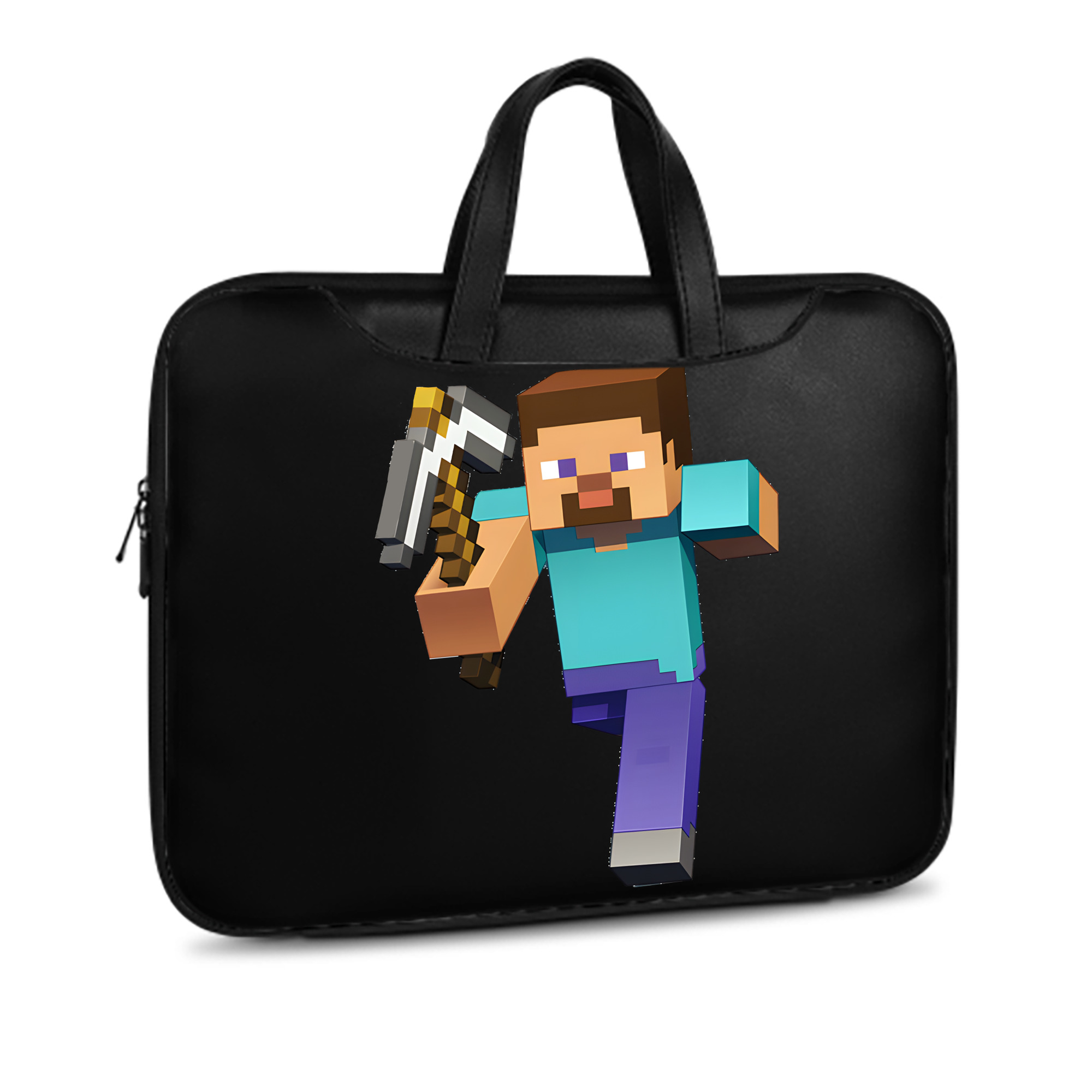（画像用） マインクラフト ブロックの世界 Minecraft MC Block world レザーラップトップバッグ　ノートパソコンケース