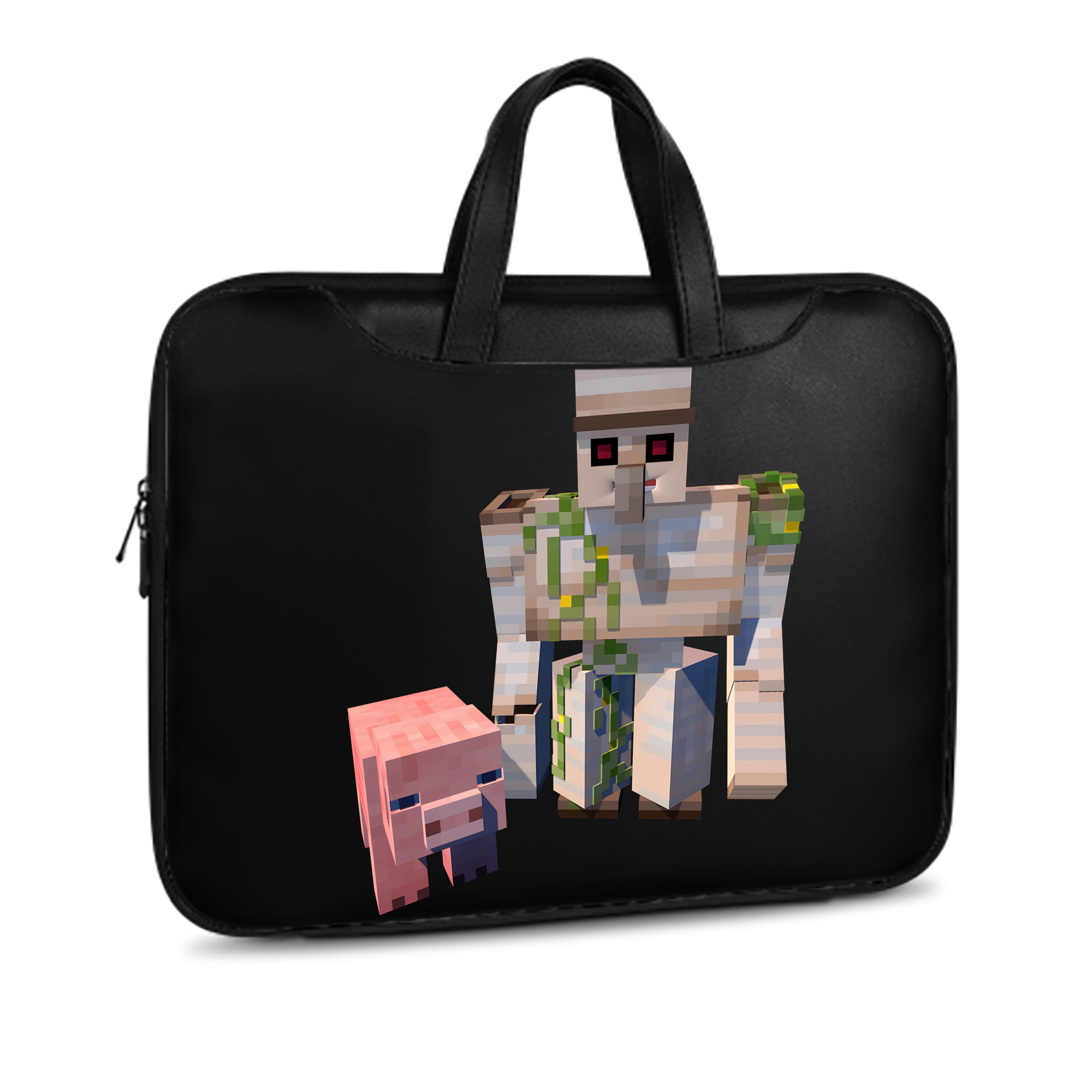 （画像用） マインクラフト ブロックの世界 Minecraft MC Block world レザーラップトップバッグ　ノートパソコンケース