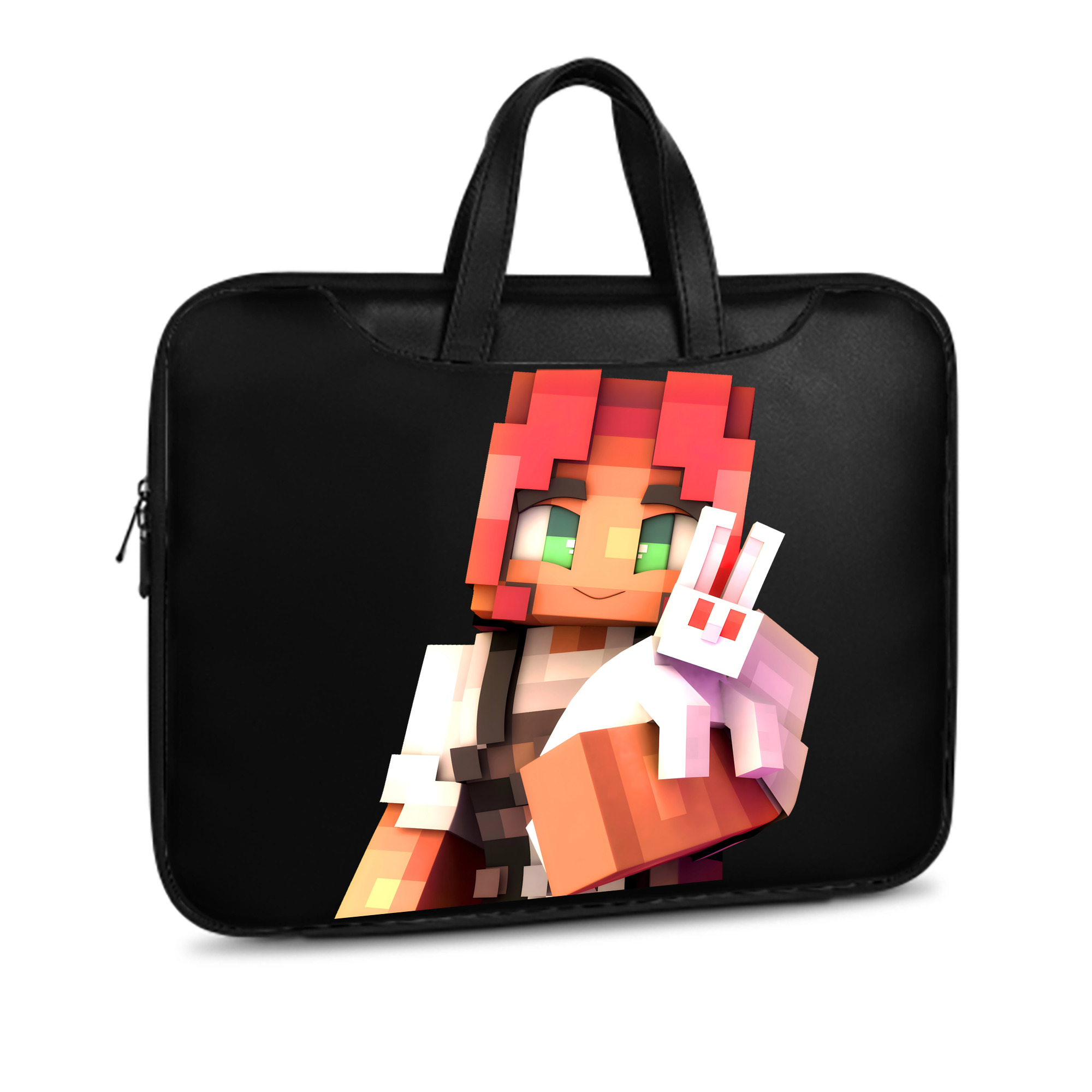 （画像用） マインクラフト ブロックの世界 Minecraft MC Block world レザーラップトップバッグ　ノートパソコンケース