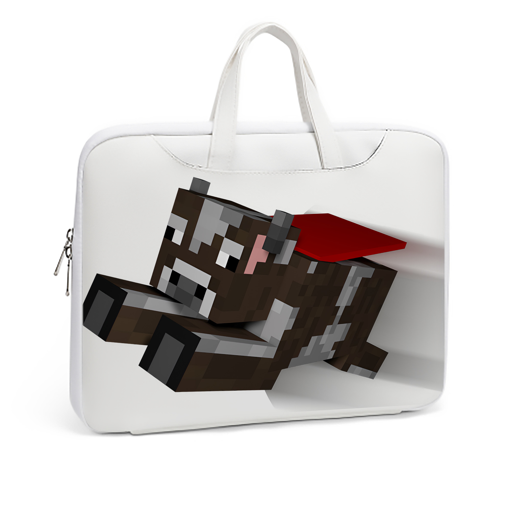 （画像用） マインクラフト ブロックの世界 Minecraft MC Block world レザーラップトップバッグ　ノートパソコンケース