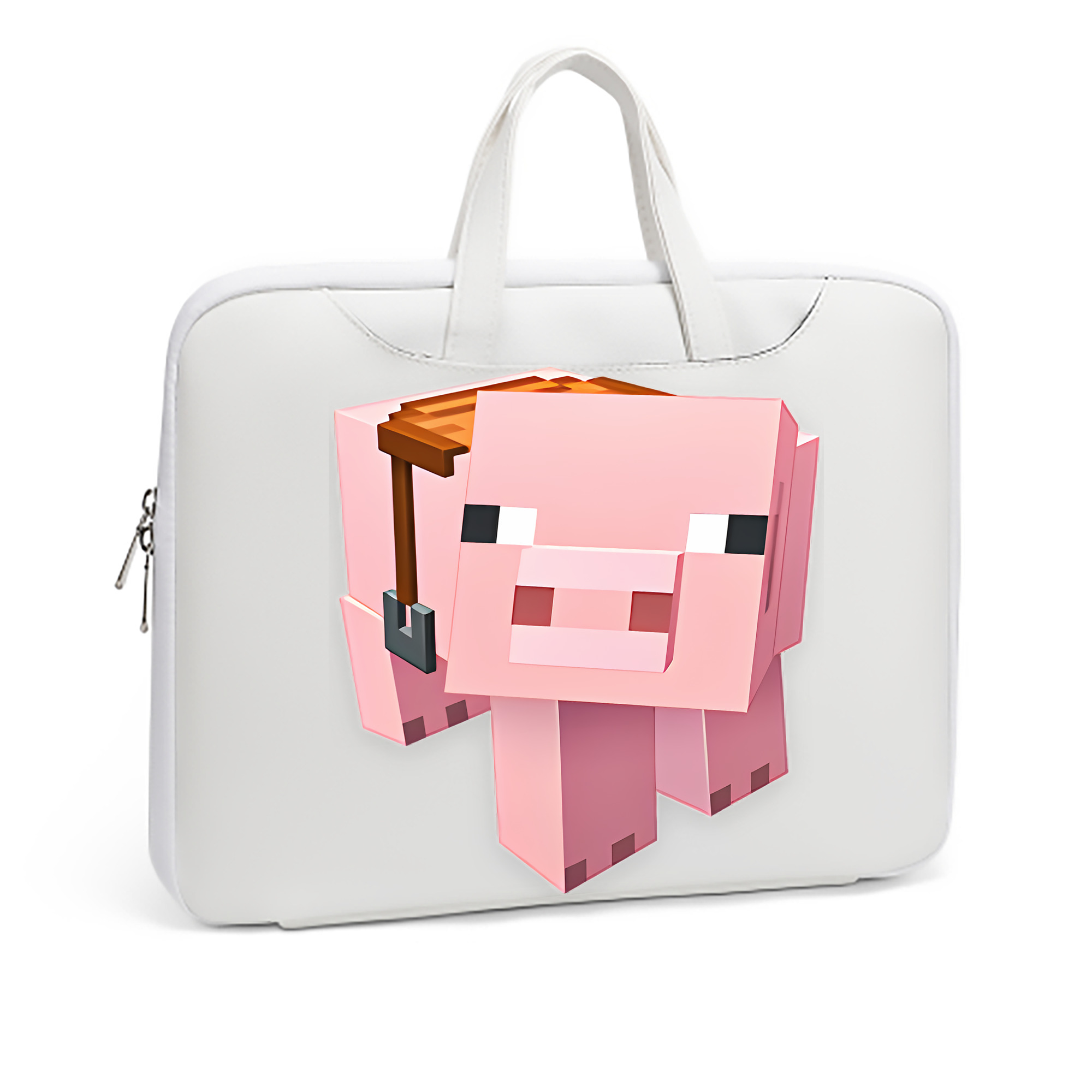 （画像用） マインクラフト ブロックの世界 Minecraft MC Block world レザーラップトップバッグ　ノートパソコンケース