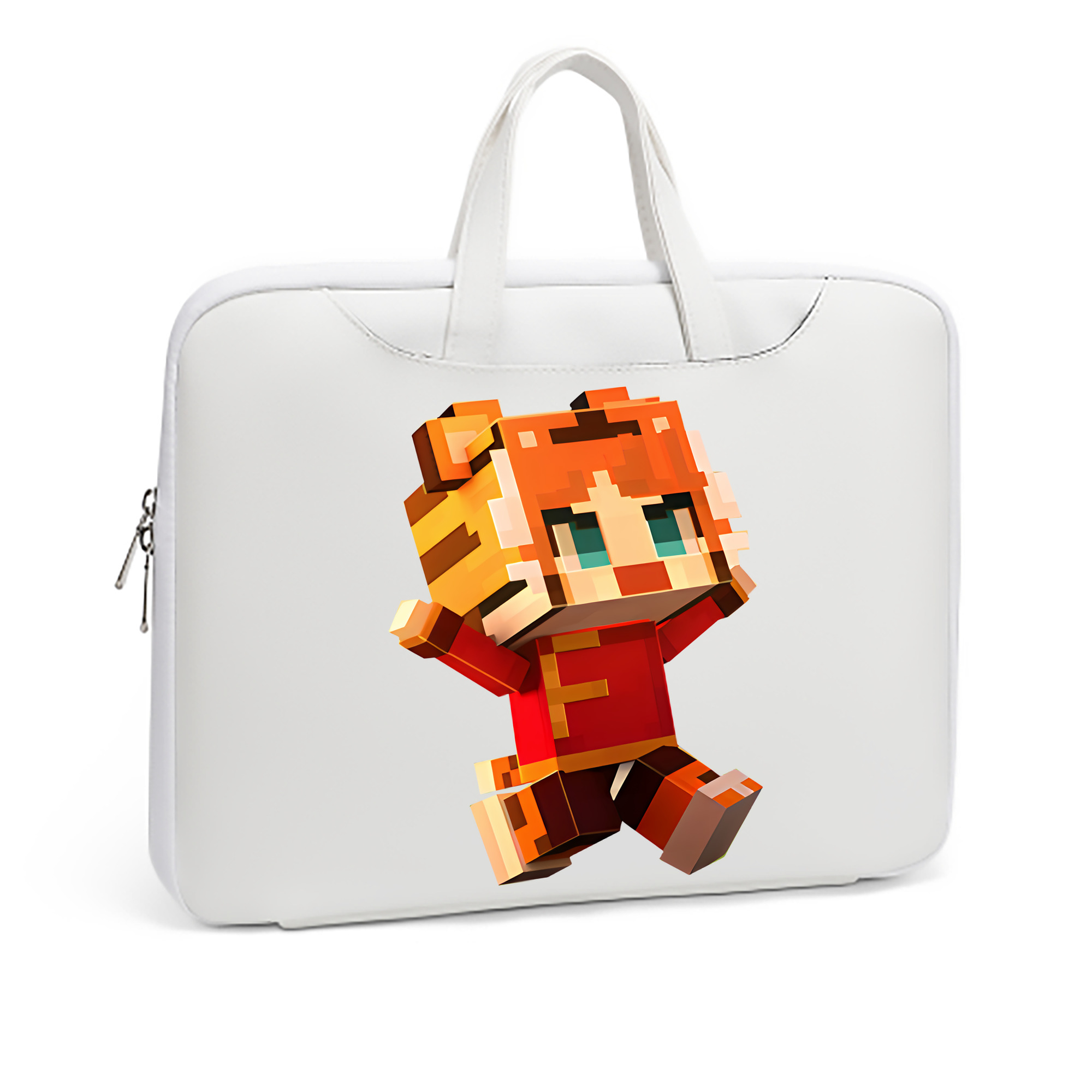 （画像用） マインクラフト ブロックの世界 Minecraft MC Block world レザーラップトップバッグ　ノートパソコンケース