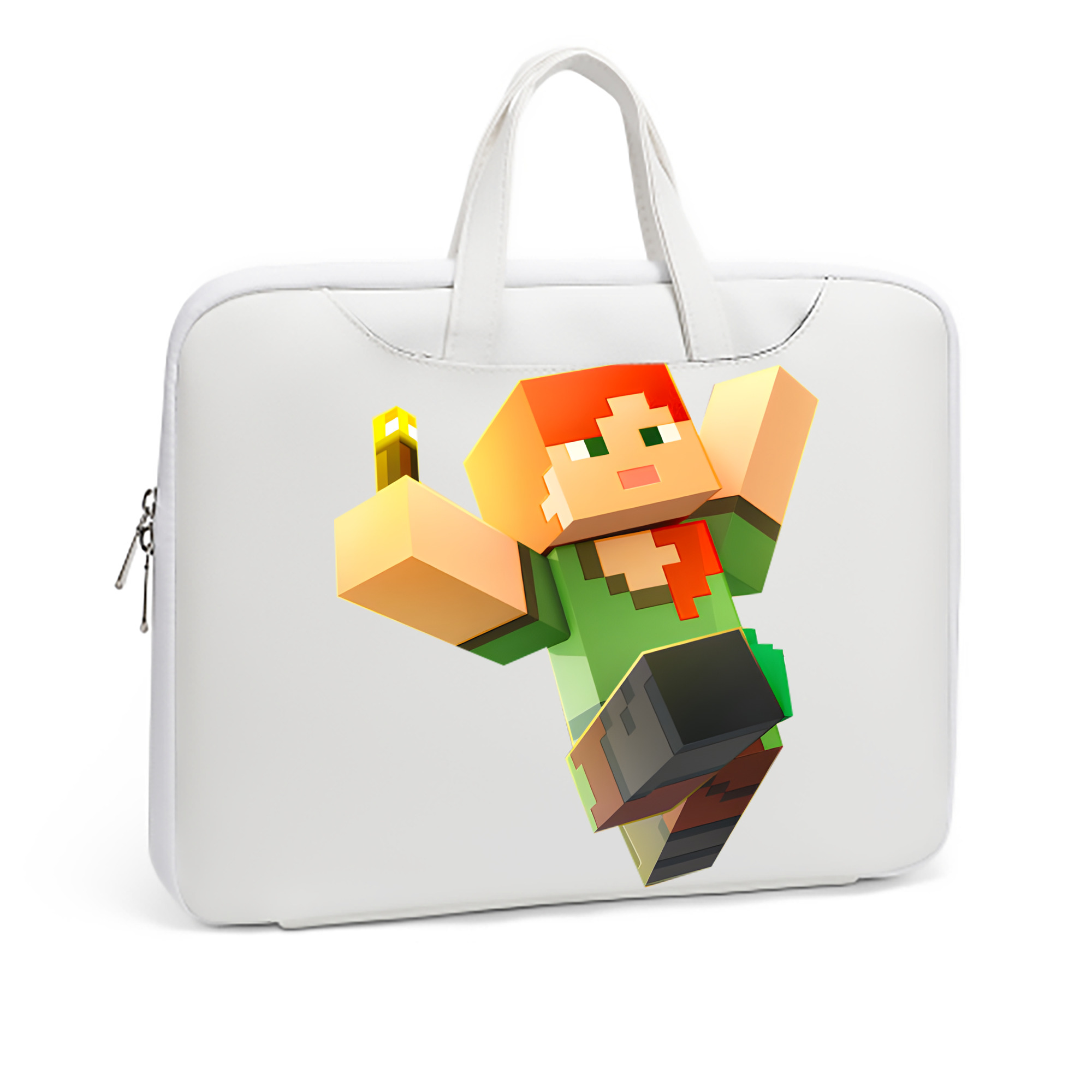 （画像用） マインクラフト ブロックの世界 Minecraft MC Block world レザーラップトップバッグ　ノートパソコンケース