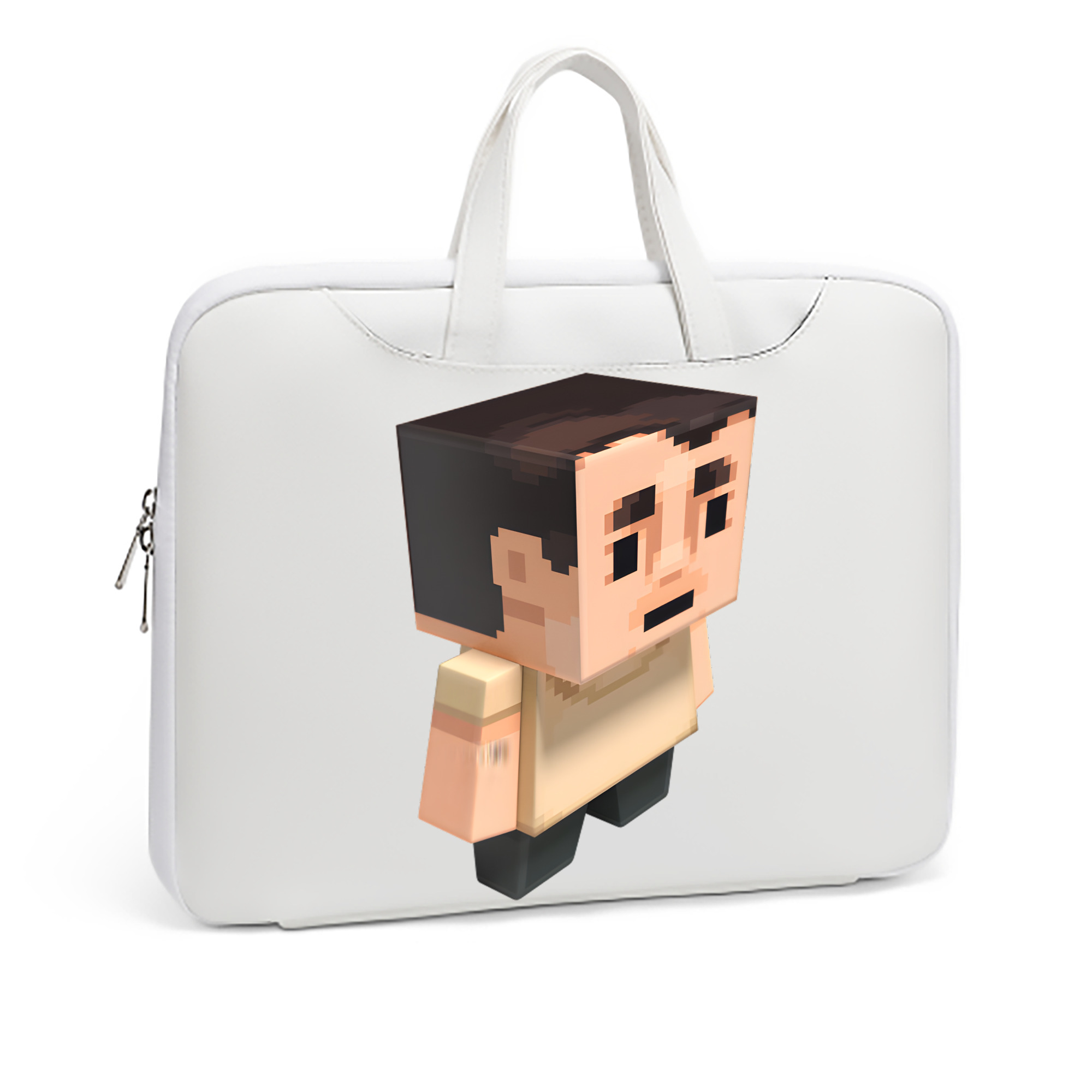 （画像用） マインクラフト ブロックの世界 Minecraft MC Block world レザーラップトップバッグ　ノートパソコンケース