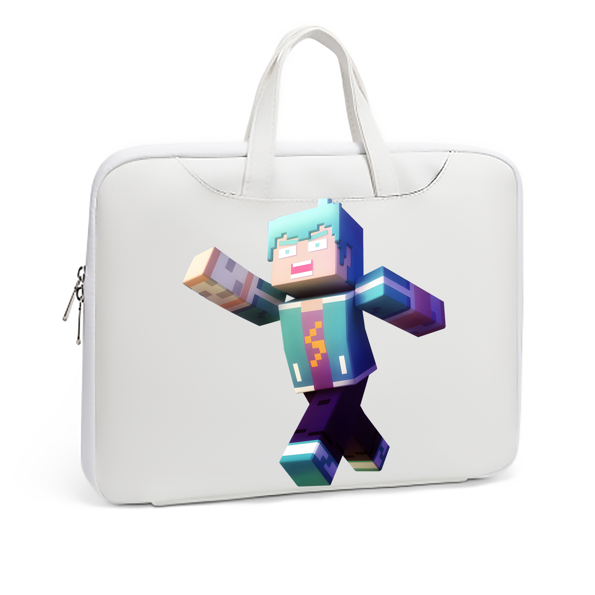 （画像用） マインクラフト ブロックの世界 Minecraft MC Block world レザーラップトップバッグ　ノートパソコンケース