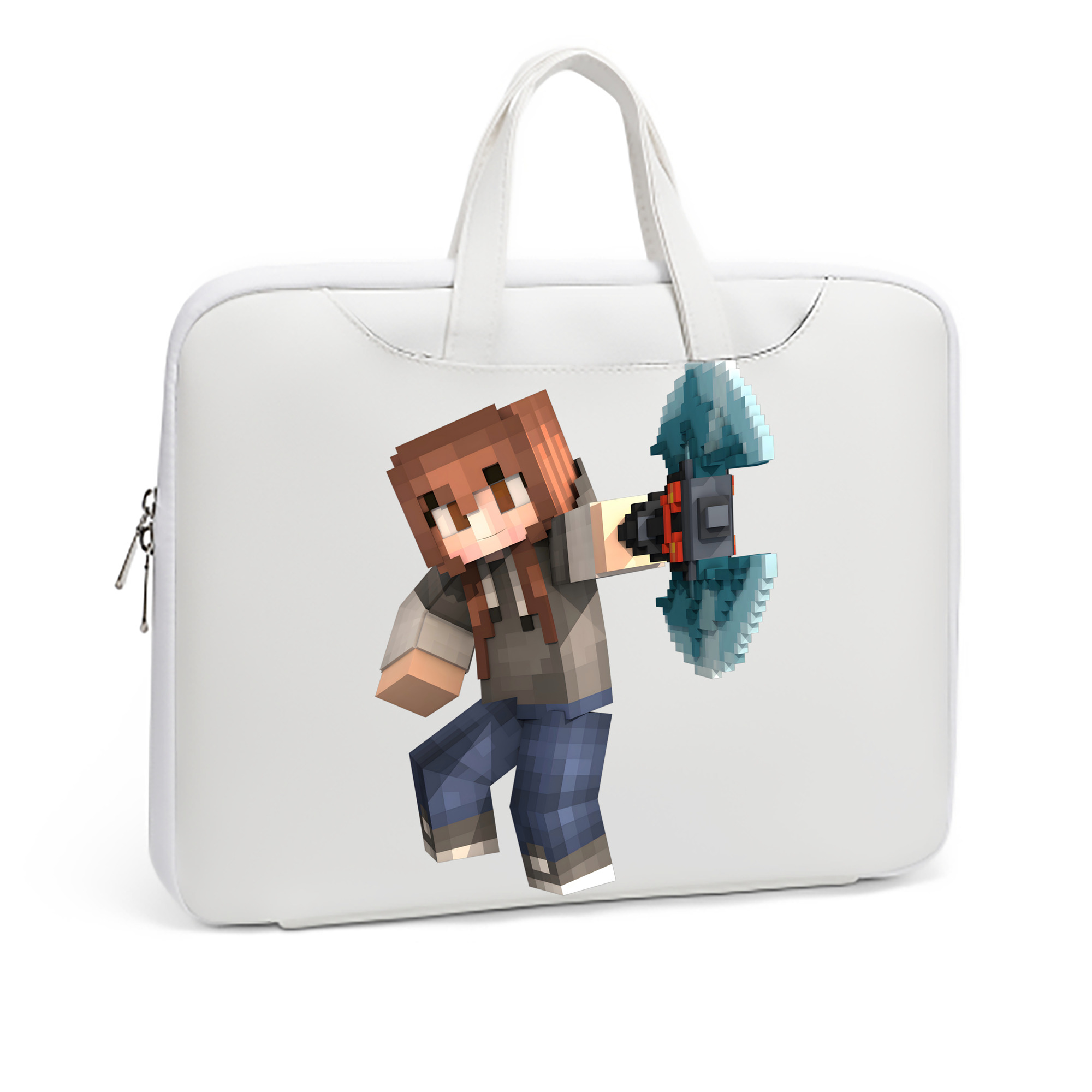 （画像用） マインクラフト ブロックの世界 Minecraft MC Block world レザーラップトップバッグ　ノートパソコンケース