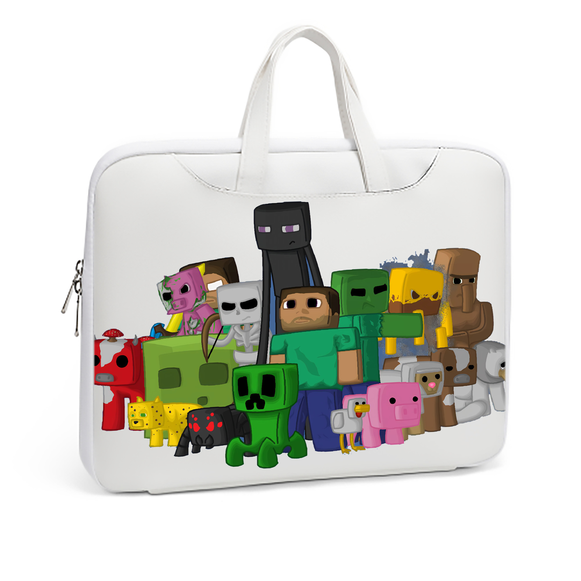 （画像用） マインクラフト ブロックの世界 Minecraft MC Block world レザーラップトップバッグ　ノートパソコンケース