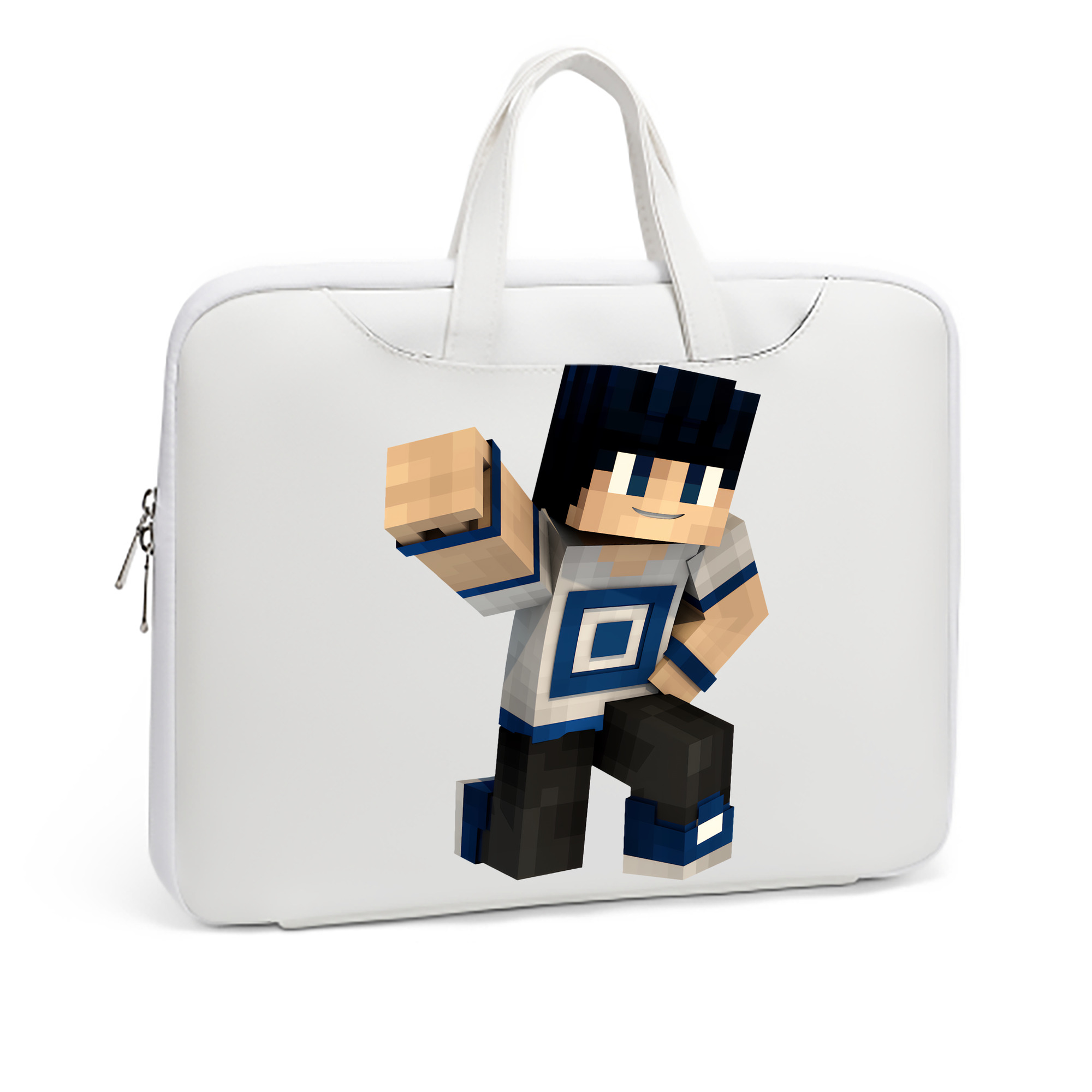 （画像用） マインクラフト ブロックの世界 Minecraft MC Block world レザーラップトップバッグ　ノートパソコンケース