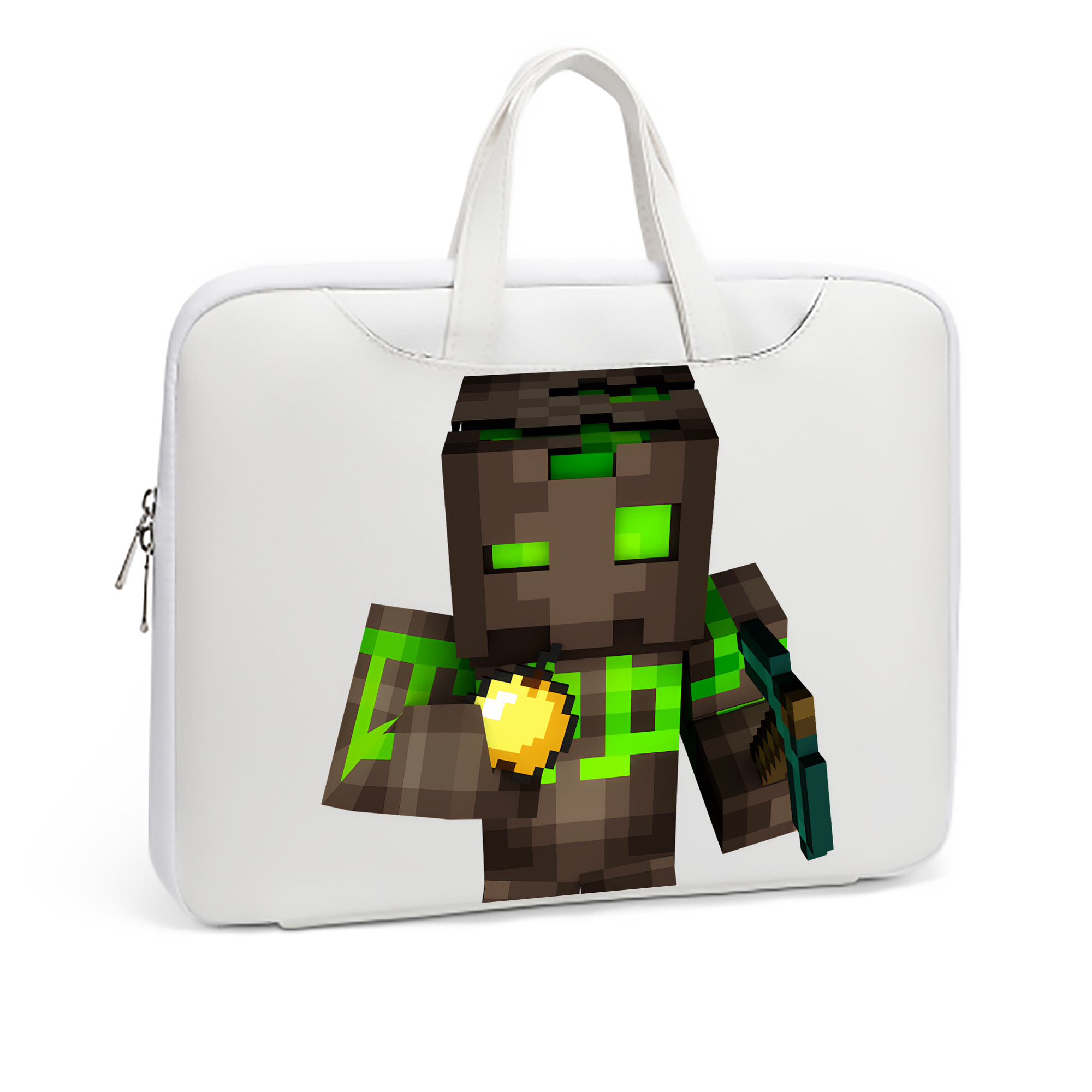（画像用） マインクラフト ブロックの世界 Minecraft MC Block world レザーラップトップバッグ　ノートパソコンケース
