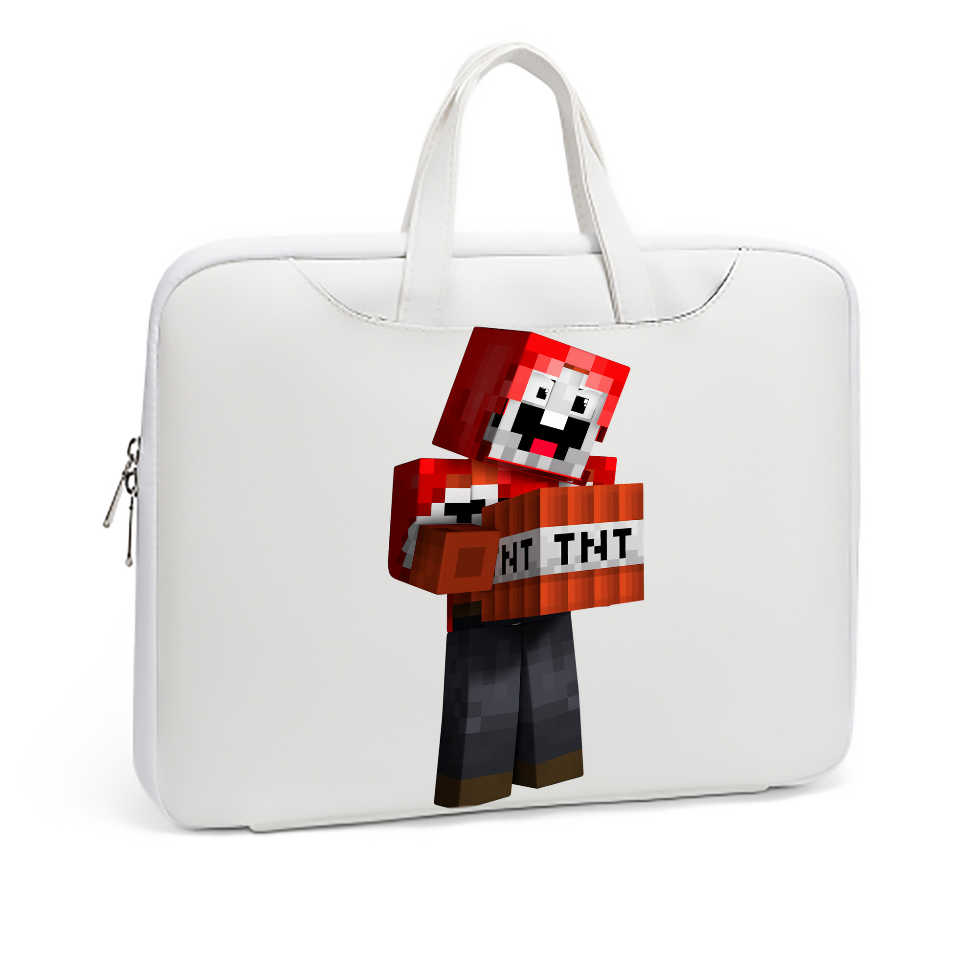 （画像用） マインクラフト ブロックの世界 Minecraft MC Block world レザーラップトップバッグ　ノートパソコンケース