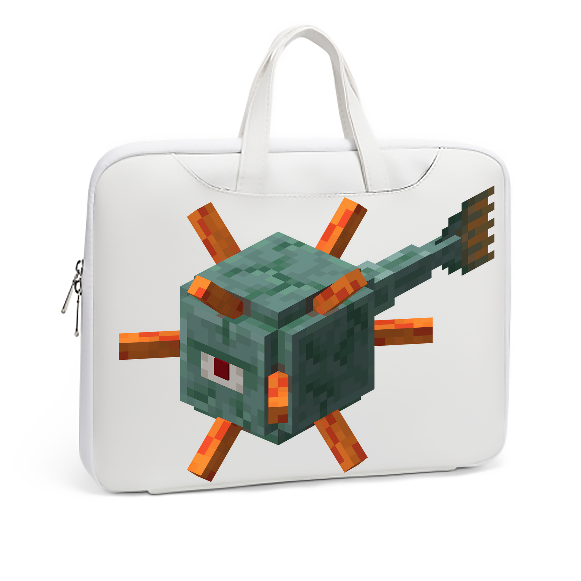 （画像用） マインクラフト ブロックの世界 Minecraft MC Block world レザーラップトップバッグ　ノートパソコンケース