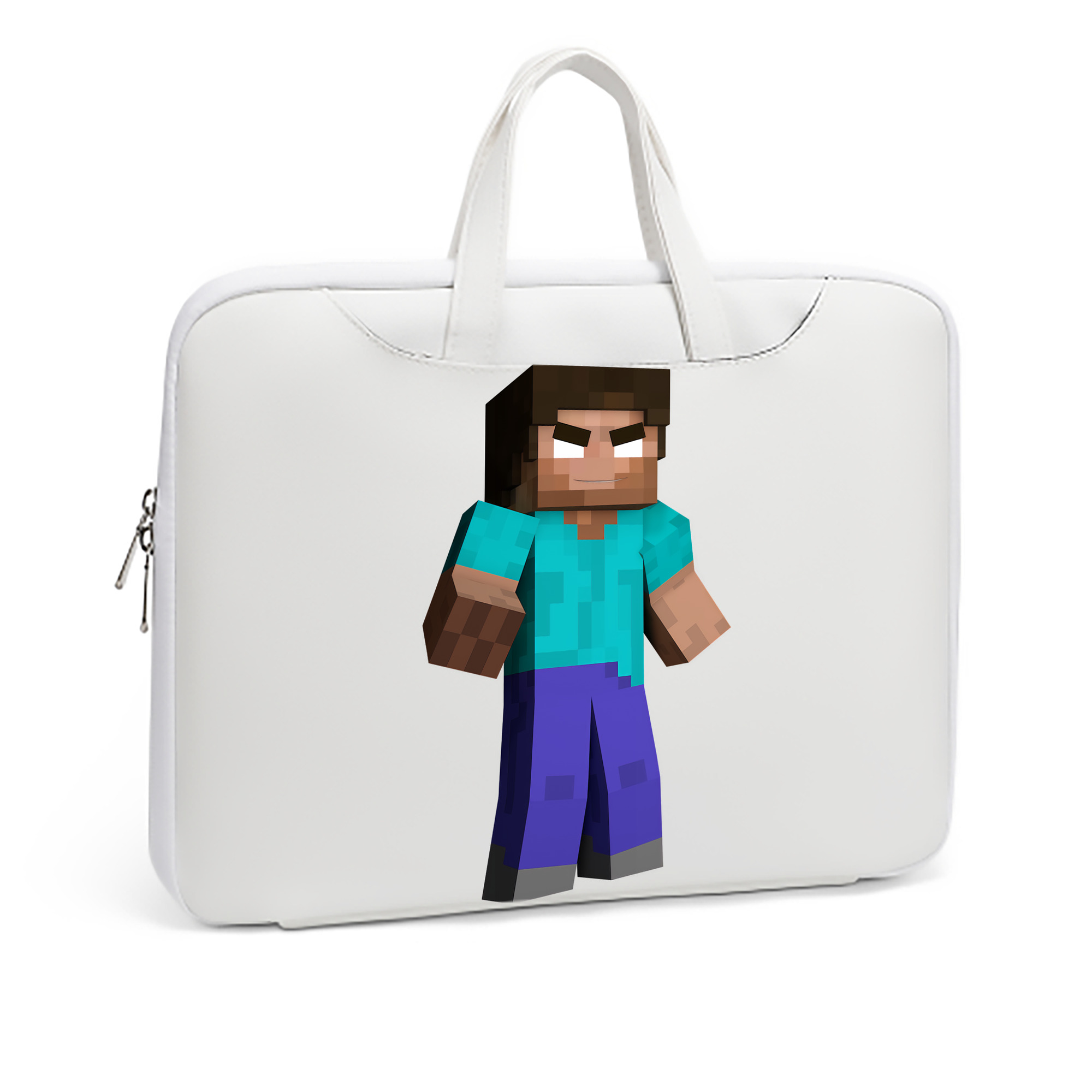 （画像用） マインクラフト ブロックの世界 Minecraft MC Block world レザーラップトップバッグ　ノートパソコンケース