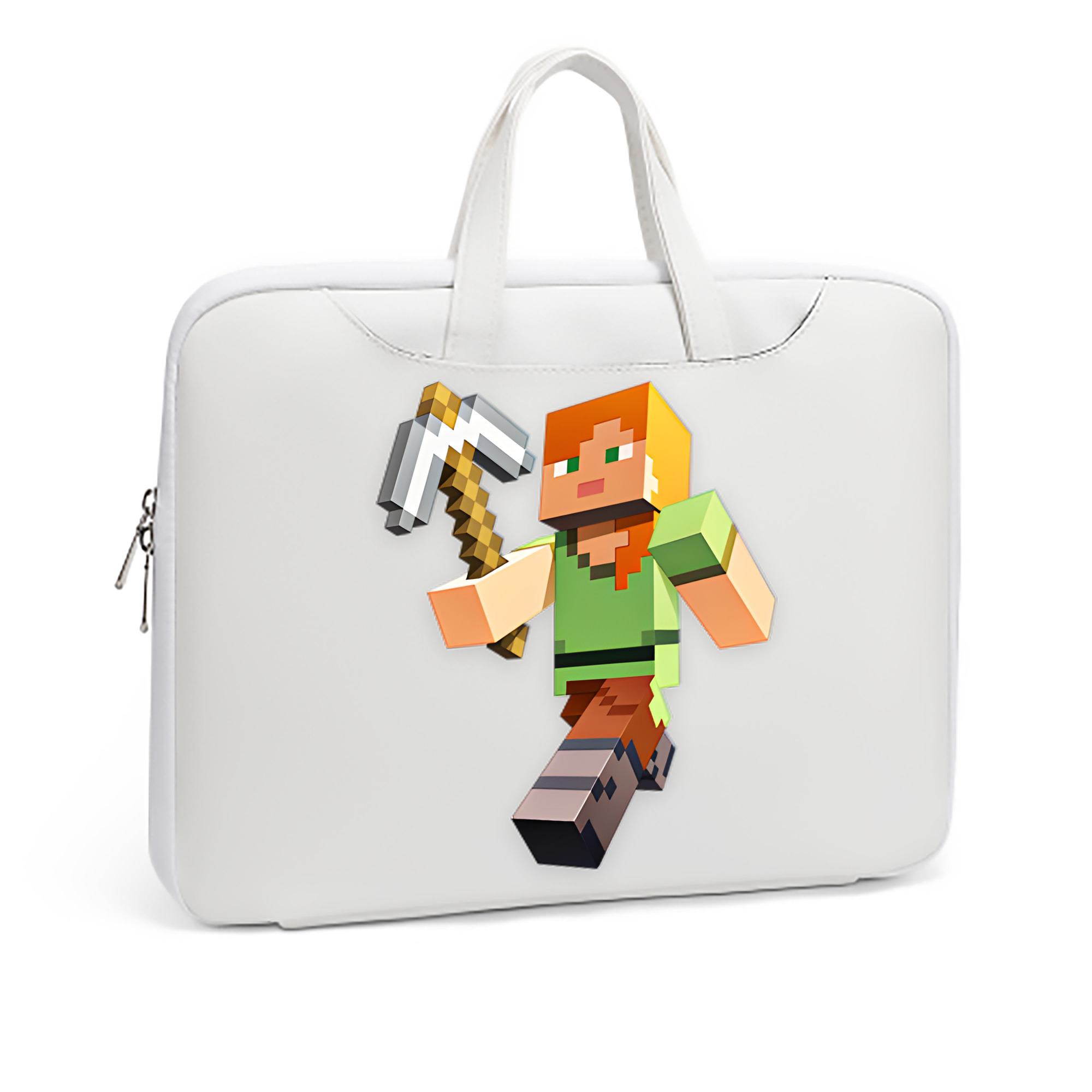 （画像用） マインクラフト ブロックの世界 Minecraft MC Block world レザーラップトップバッグ　ノートパソコンケース