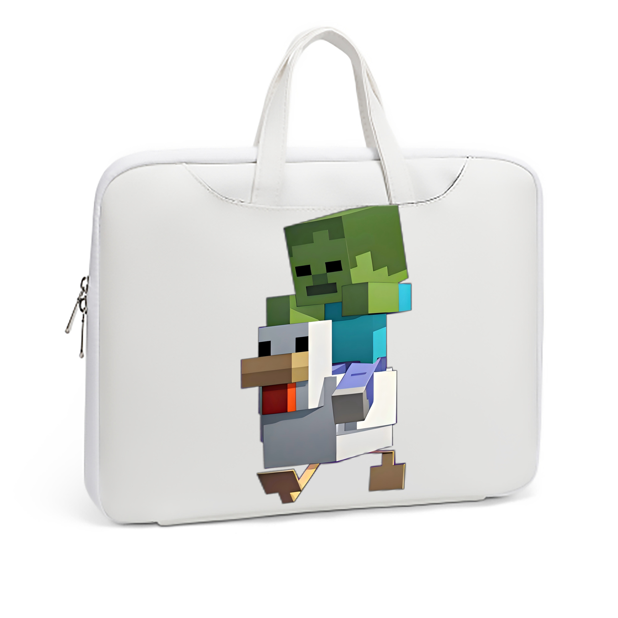 （画像用） マインクラフト ブロックの世界 Minecraft MC Block world レザーラップトップバッグ　ノートパソコンケース