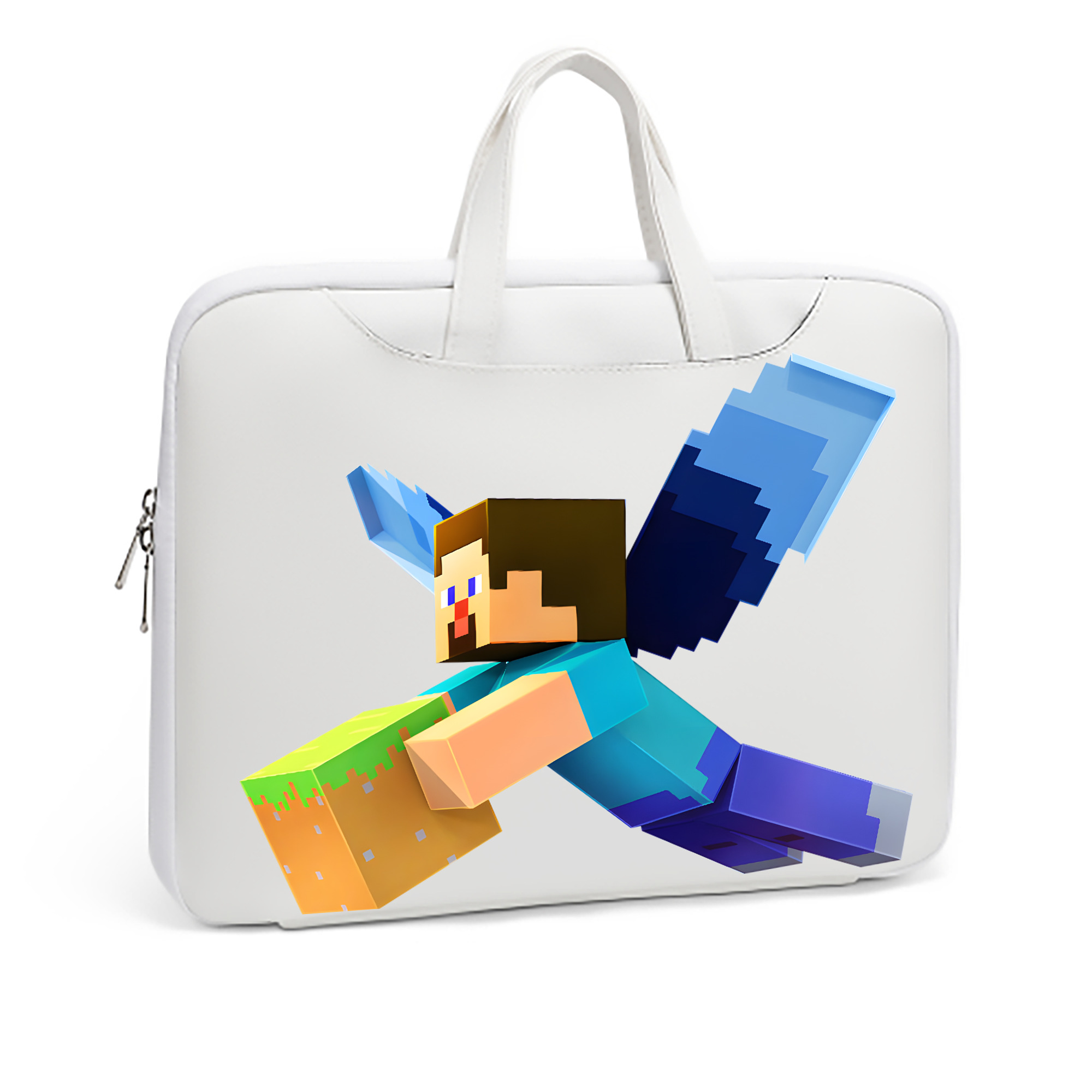（画像用） マインクラフト ブロックの世界 Minecraft MC Block world レザーラップトップバッグ　ノートパソコンケース