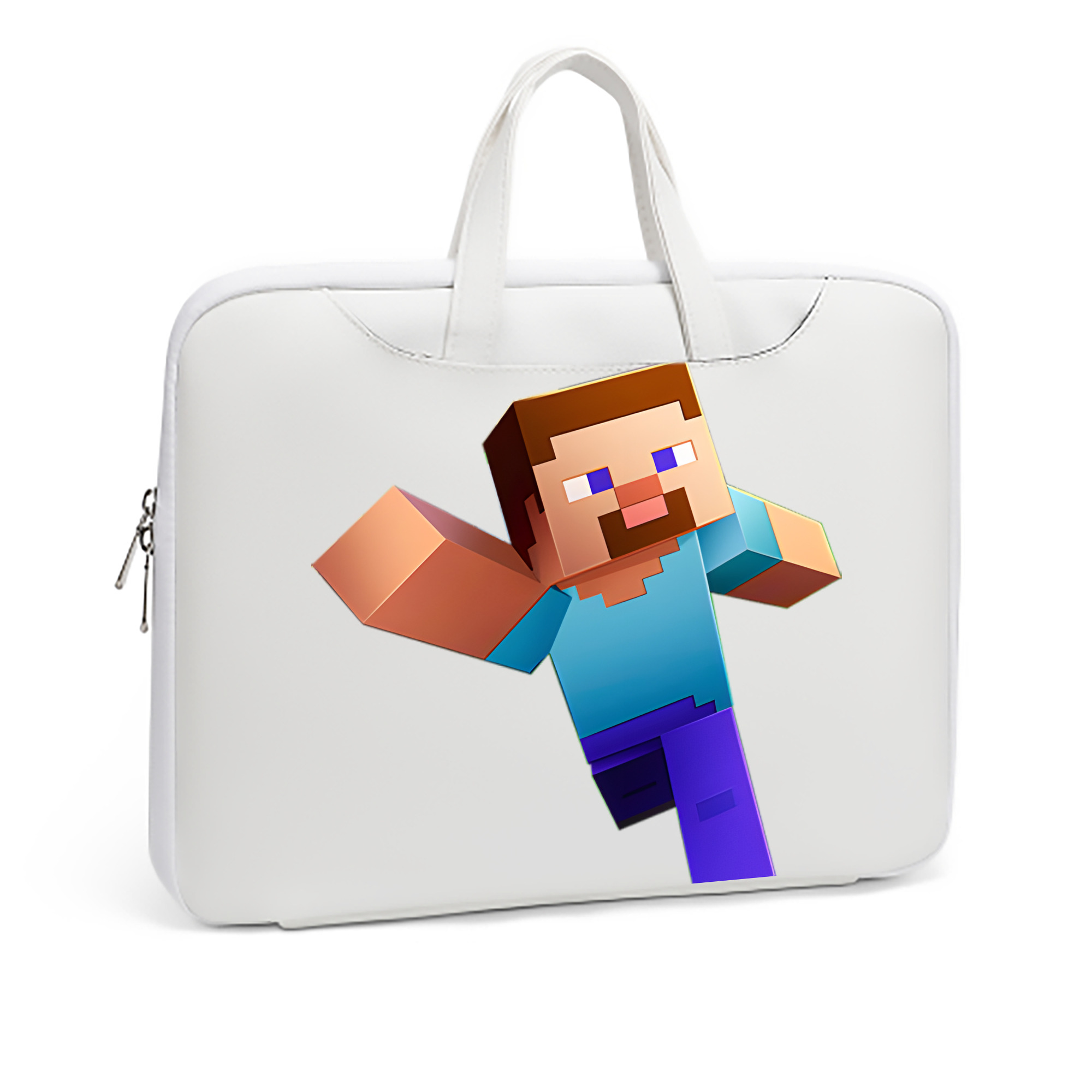 （画像用） マインクラフト ブロックの世界 Minecraft MC Block world レザーラップトップバッグ　ノートパソコンケース