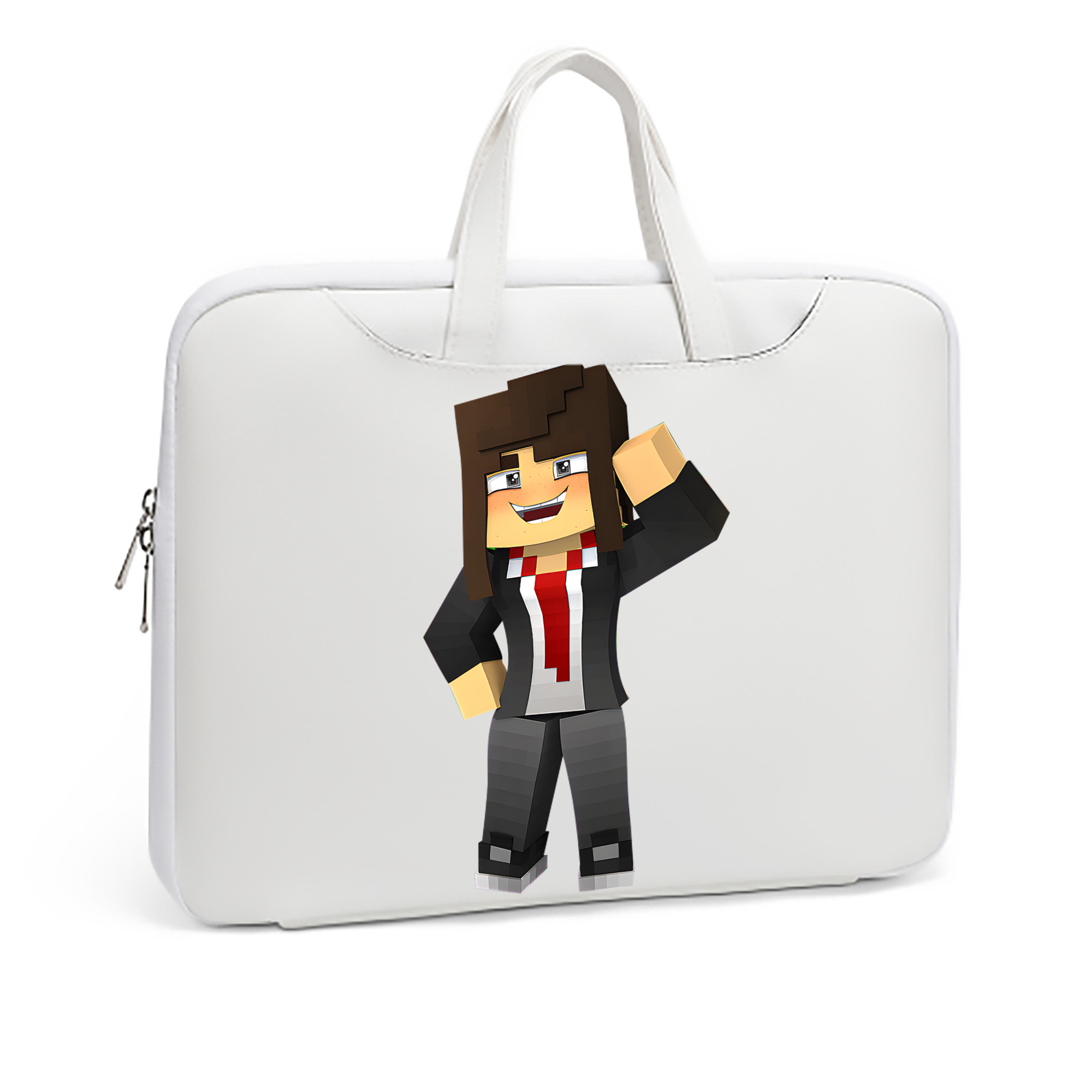 （画像用） マインクラフト ブロックの世界 Minecraft MC Block world レザーラップトップバッグ　ノートパソコンケース