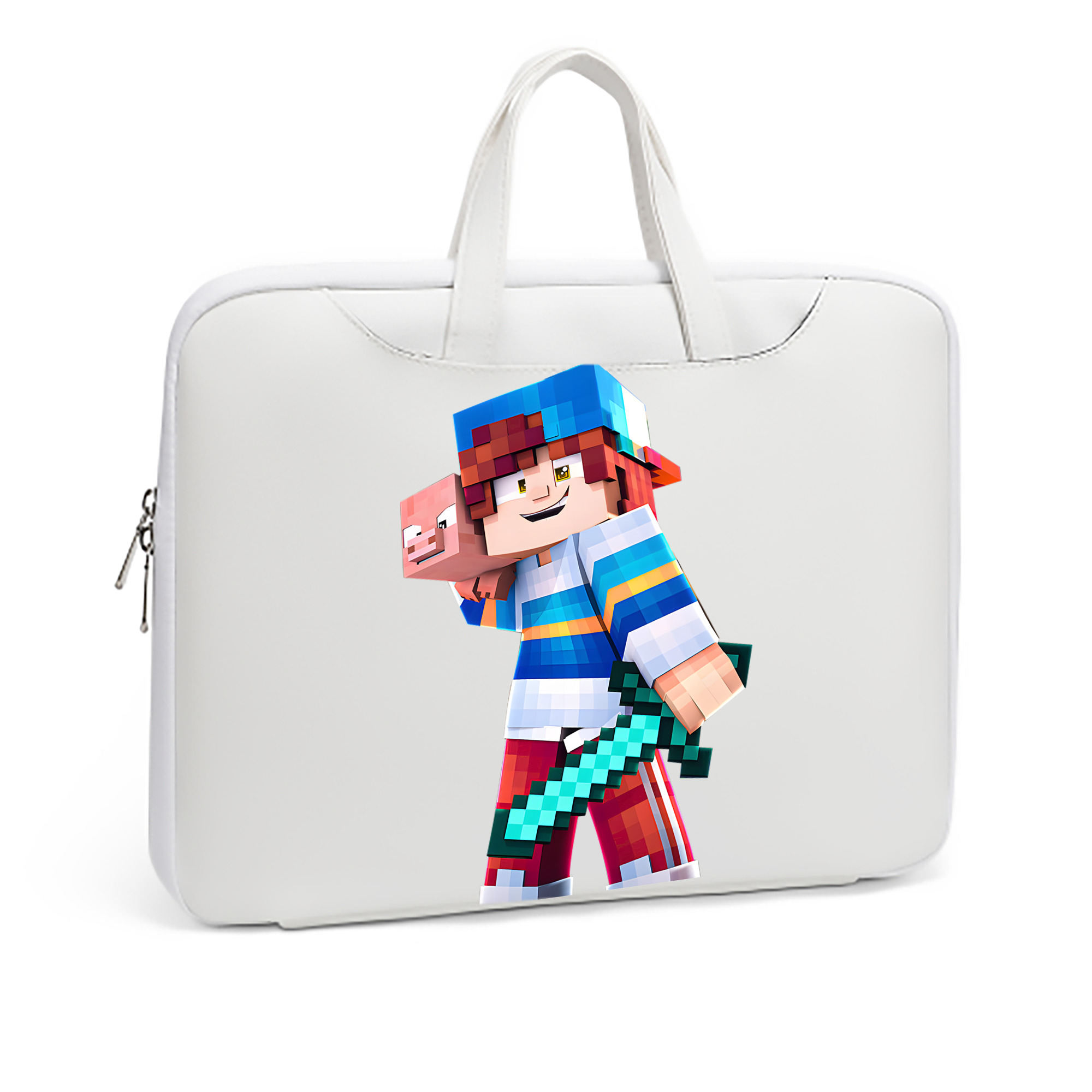 （画像用） マインクラフト ブロックの世界 Minecraft MC Block world レザーラップトップバッグ　ノートパソコンケース
