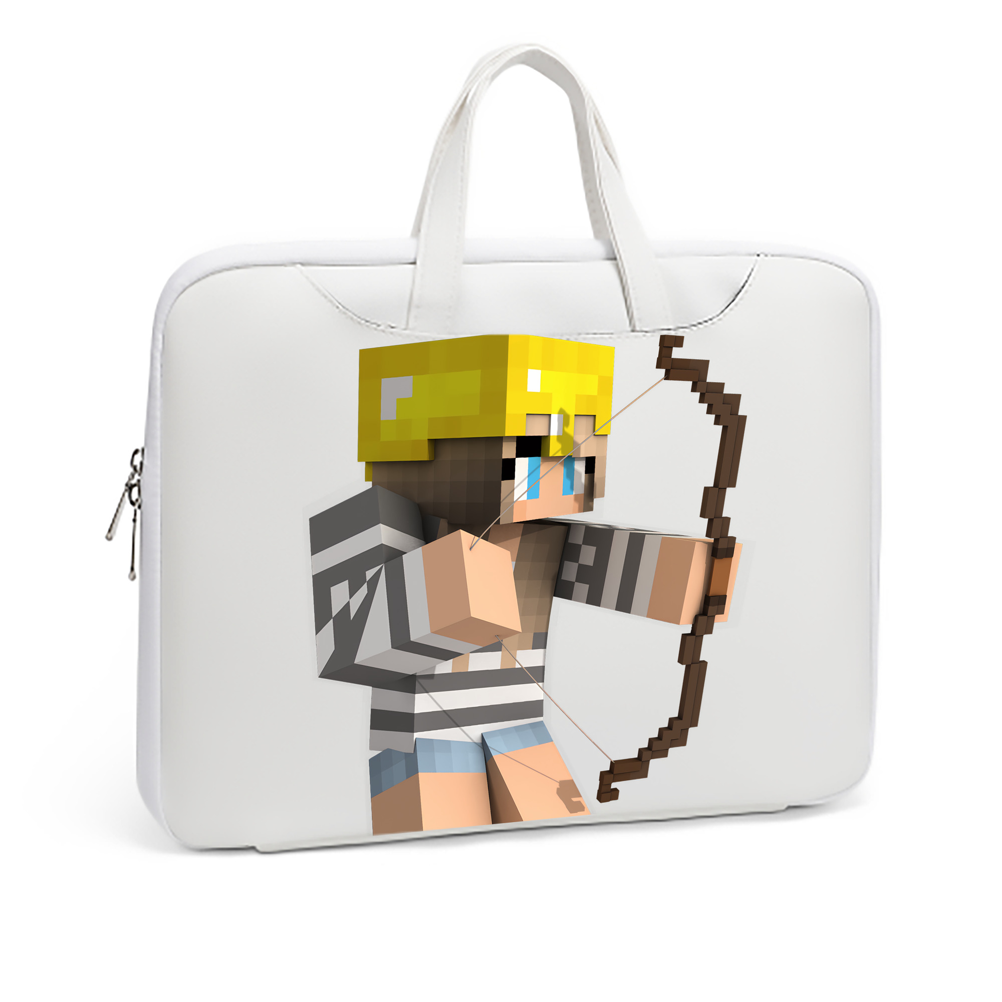 （画像用） マインクラフト ブロックの世界 Minecraft MC Block world レザーラップトップバッグ　ノートパソコンケース
