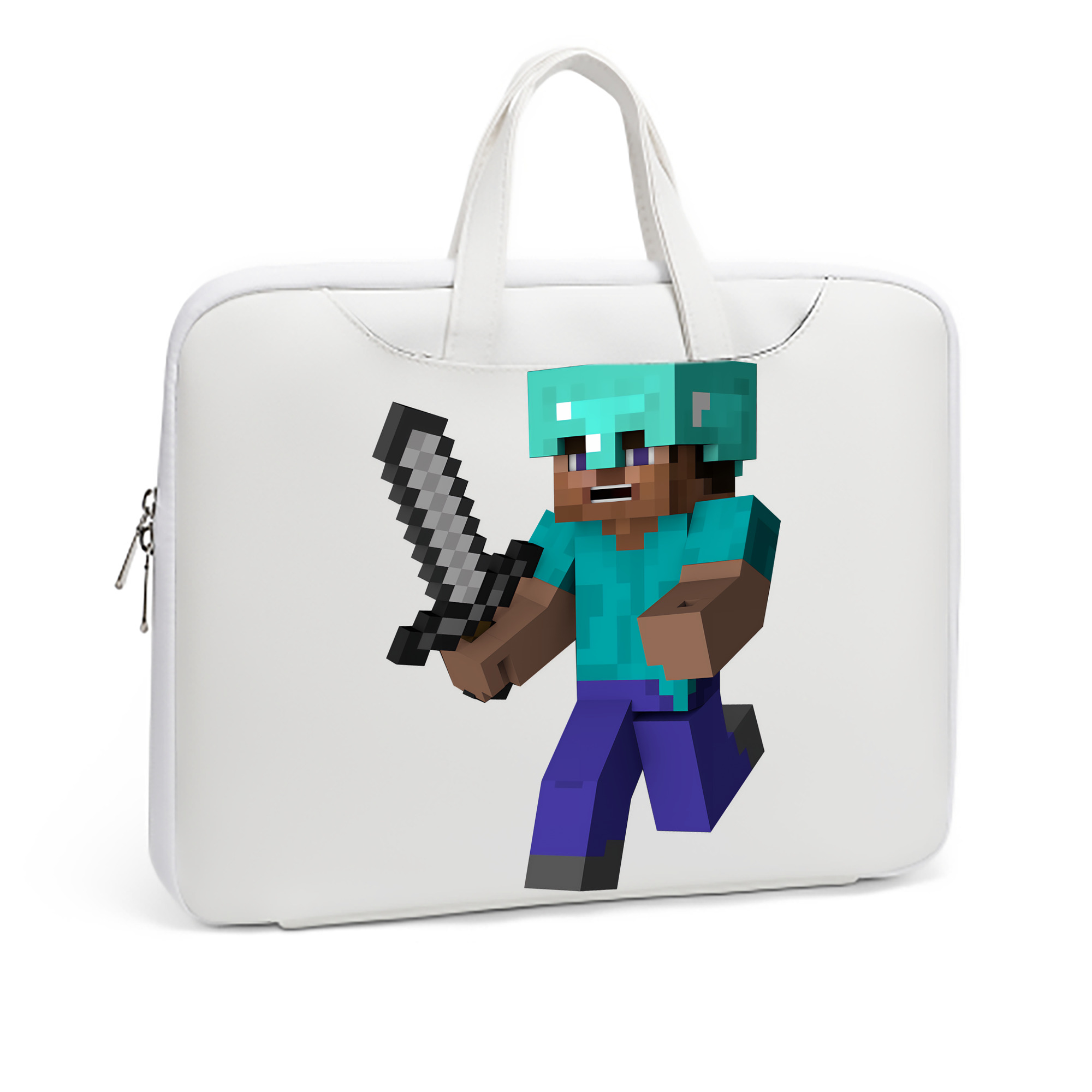 （画像用） マインクラフト ブロックの世界 Minecraft MC Block world レザーラップトップバッグ　ノートパソコンケース