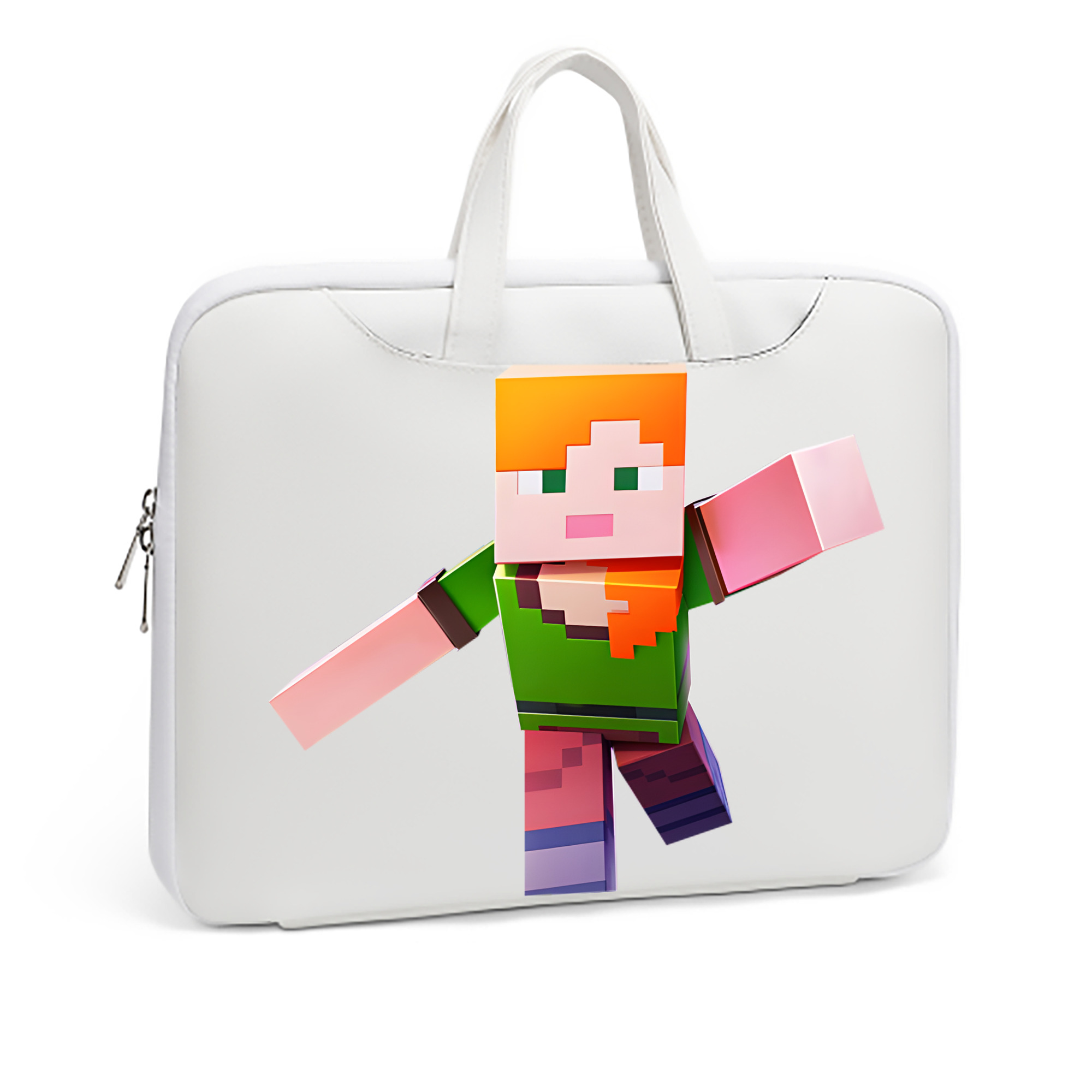 （画像用） マインクラフト ブロックの世界 Minecraft MC Block world レザーラップトップバッグ　ノートパソコンケース
