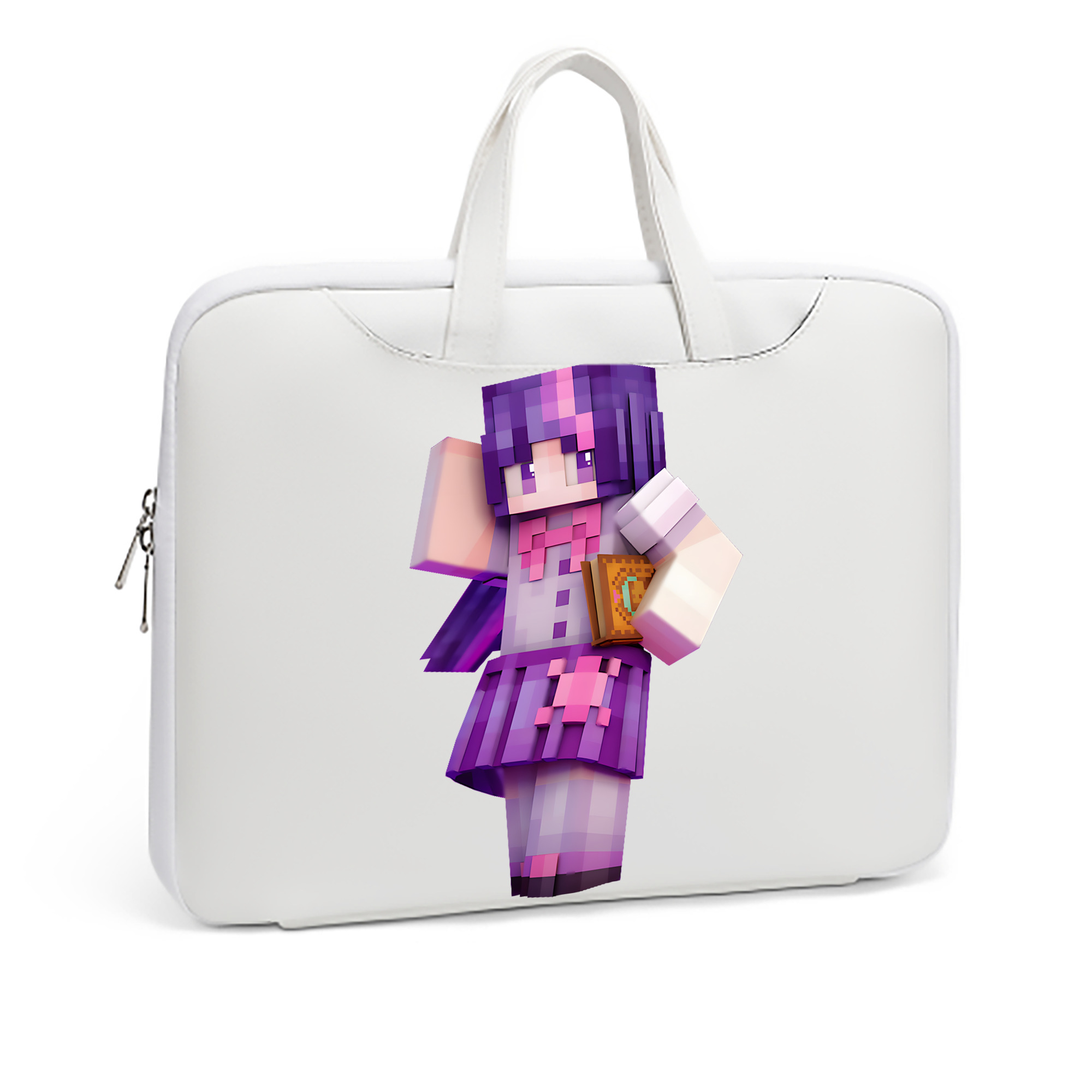 （画像用） マインクラフト ブロックの世界 Minecraft MC Block world レザーラップトップバッグ　ノートパソコンケース