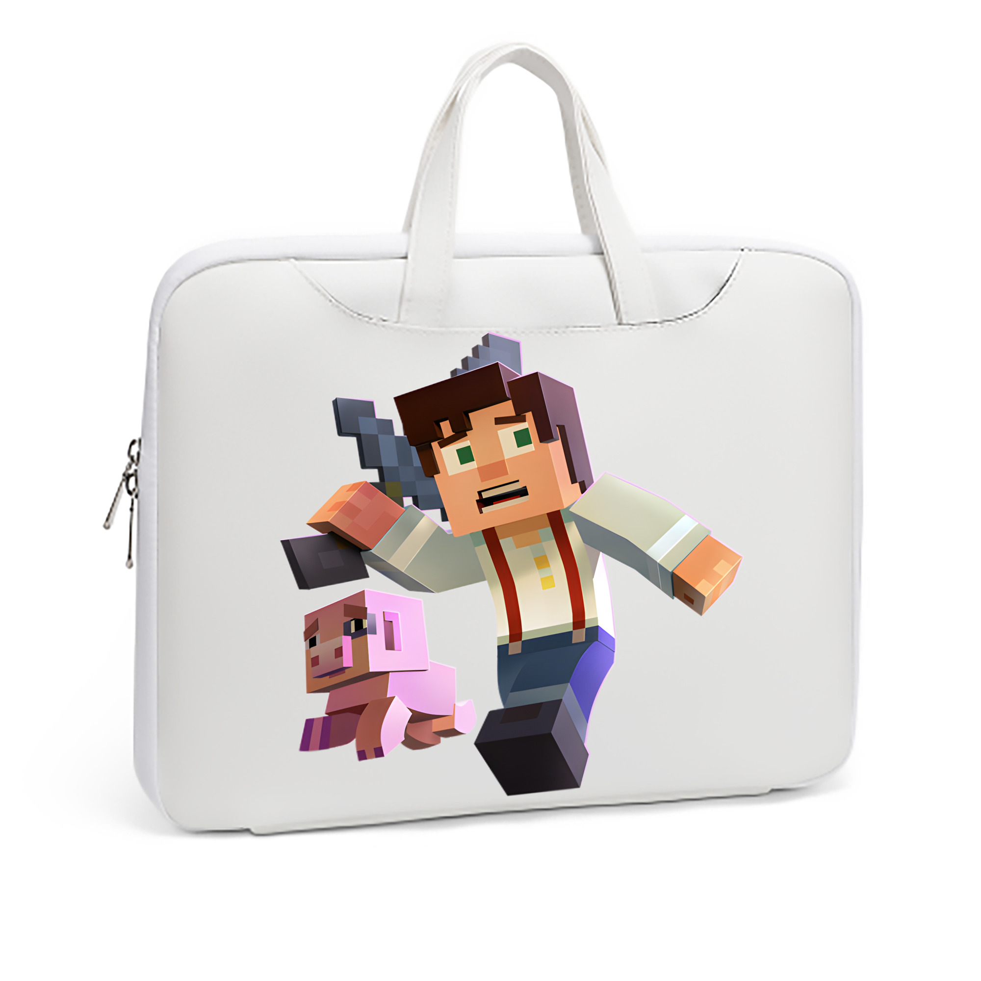 （画像用） マインクラフト ブロックの世界 Minecraft MC Block world レザーラップトップバッグ　ノートパソコンケース