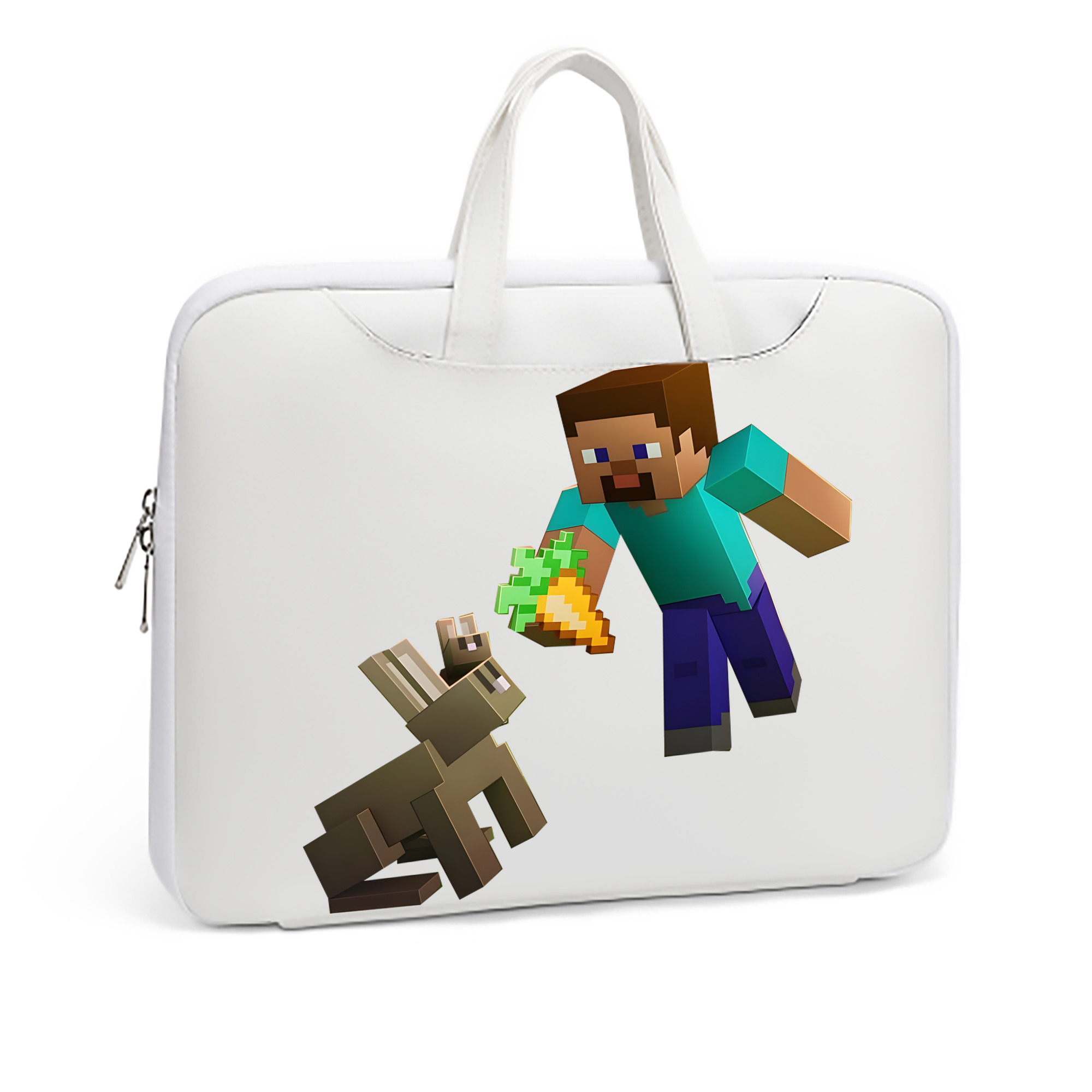 （画像用） マインクラフト ブロックの世界 Minecraft MC Block world レザーラップトップバッグ　ノートパソコンケース