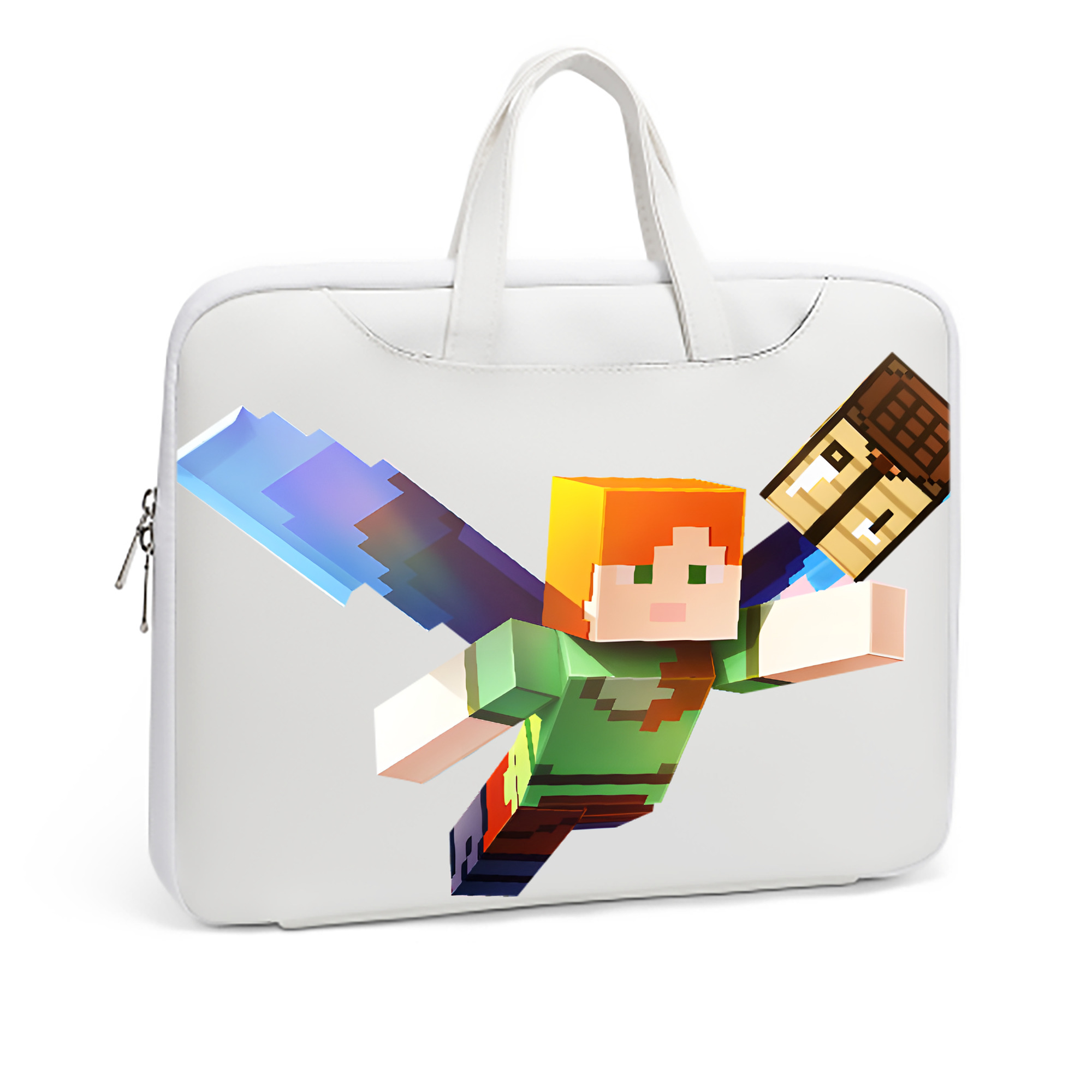 （画像用） マインクラフト ブロックの世界 Minecraft MC Block world レザーラップトップバッグ　ノートパソコンケース