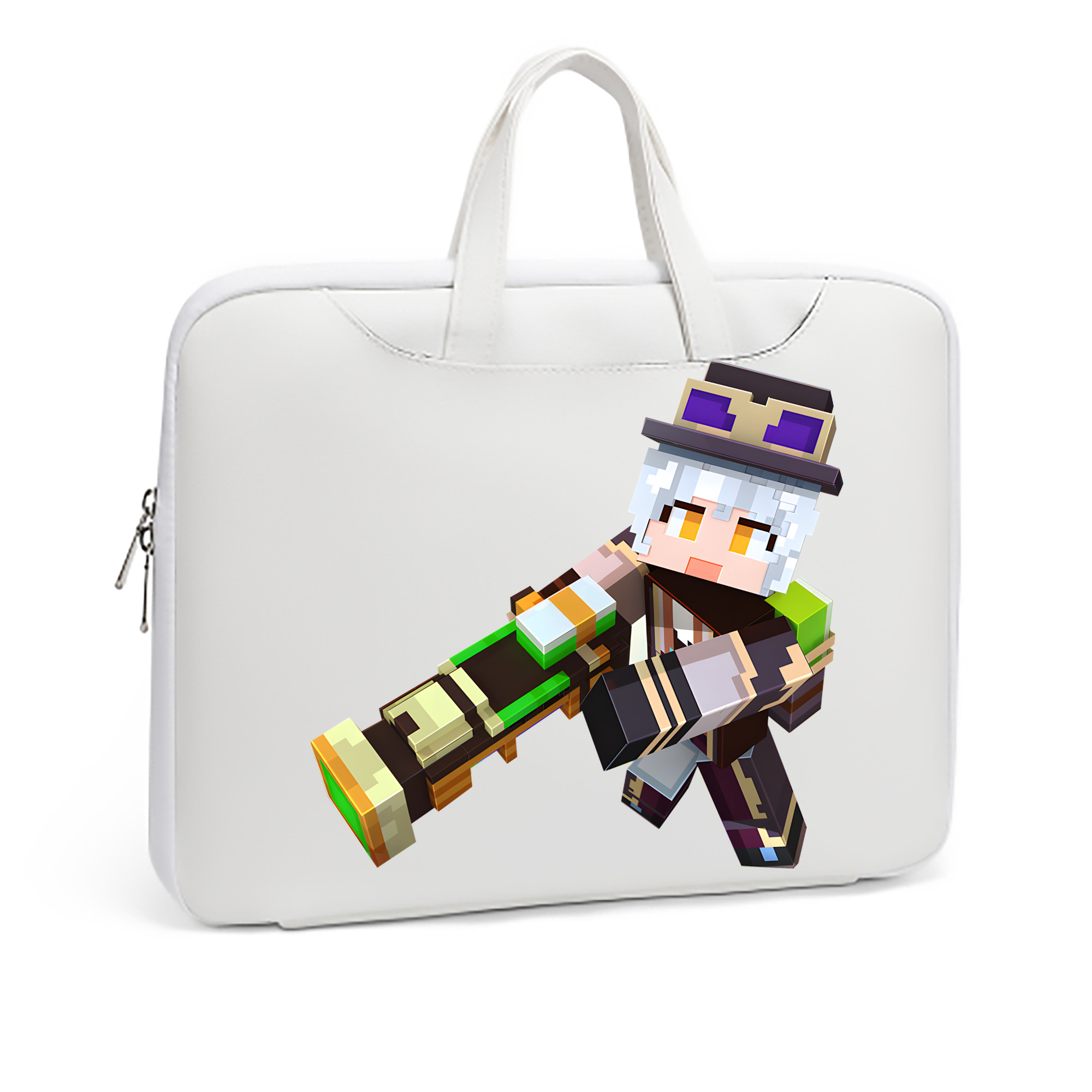 （画像用） マインクラフト ブロックの世界 Minecraft MC Block world レザーラップトップバッグ　ノートパソコンケース