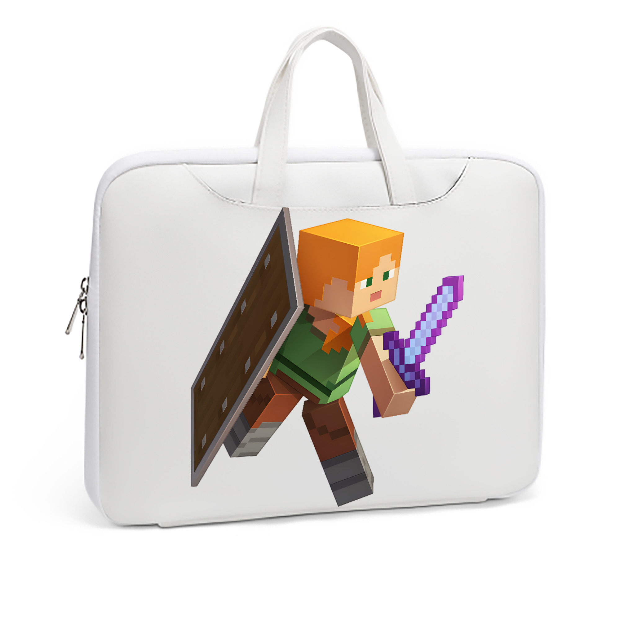 （画像用） マインクラフト ブロックの世界 Minecraft MC Block world レザーラップトップバッグ　ノートパソコンケース