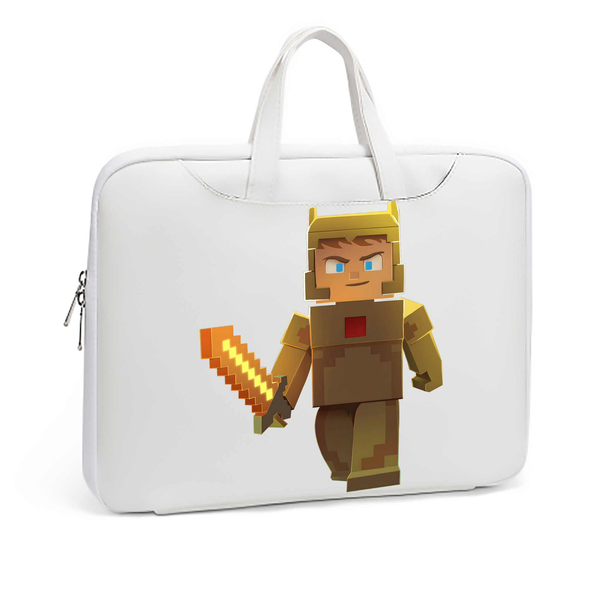 （画像用） マインクラフト ブロックの世界 Minecraft MC Block world レザーラップトップバッグ　ノートパソコンケース