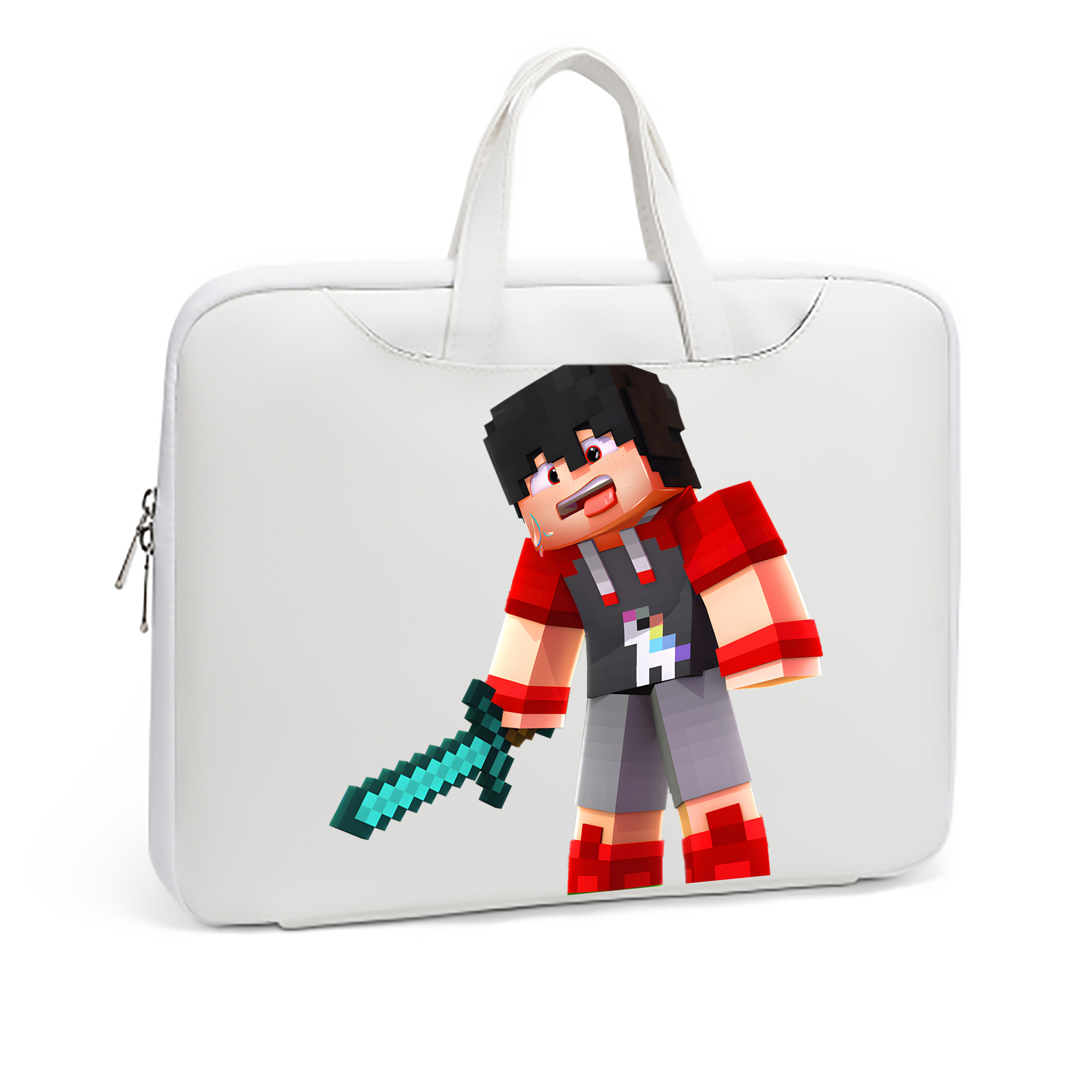 （画像用） マインクラフト ブロックの世界 Minecraft MC Block world レザーラップトップバッグ　ノートパソコンケース