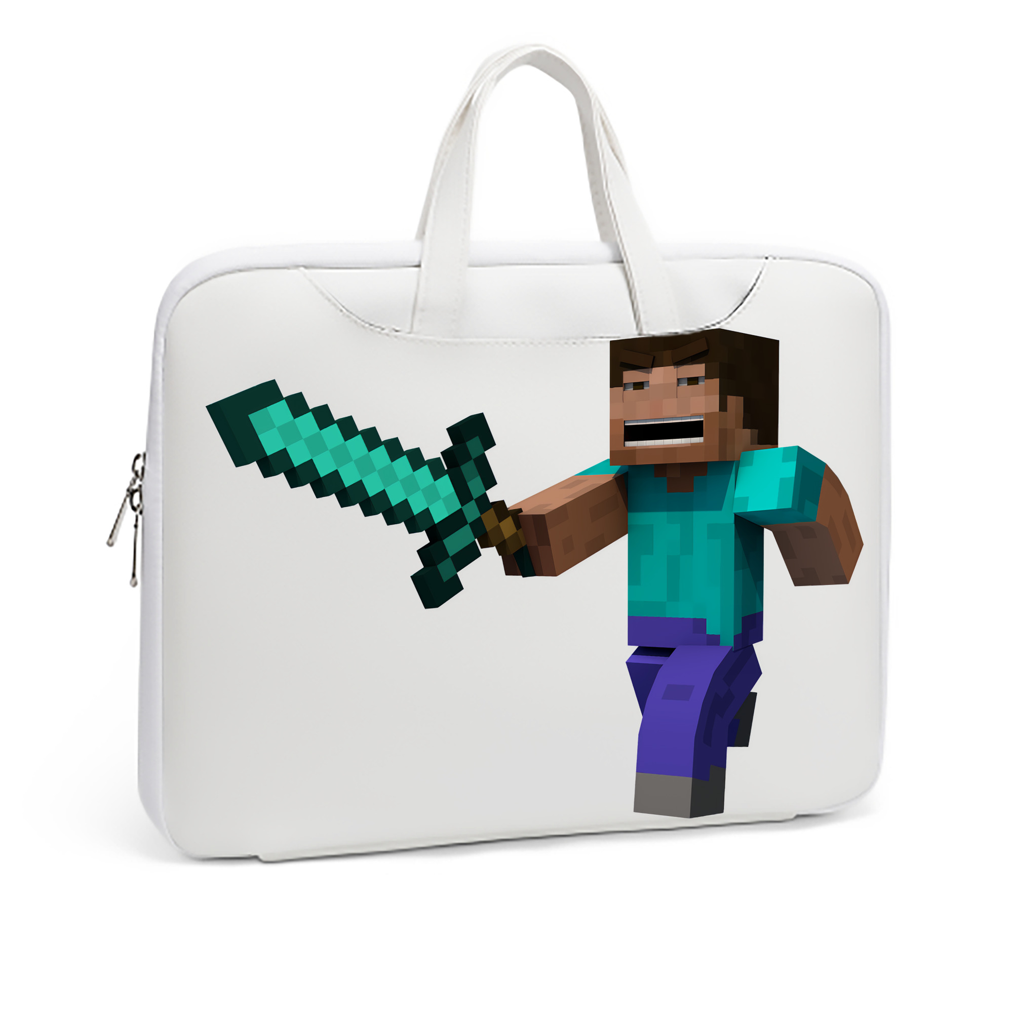 （画像用） マインクラフト ブロックの世界 Minecraft MC Block world レザーラップトップバッグ　ノートパソコンケース